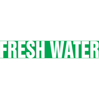 Marqueurs de tuyau "Fresh Water", Autocollant, 2-1/2" h x 12" la, Blanc/vert
