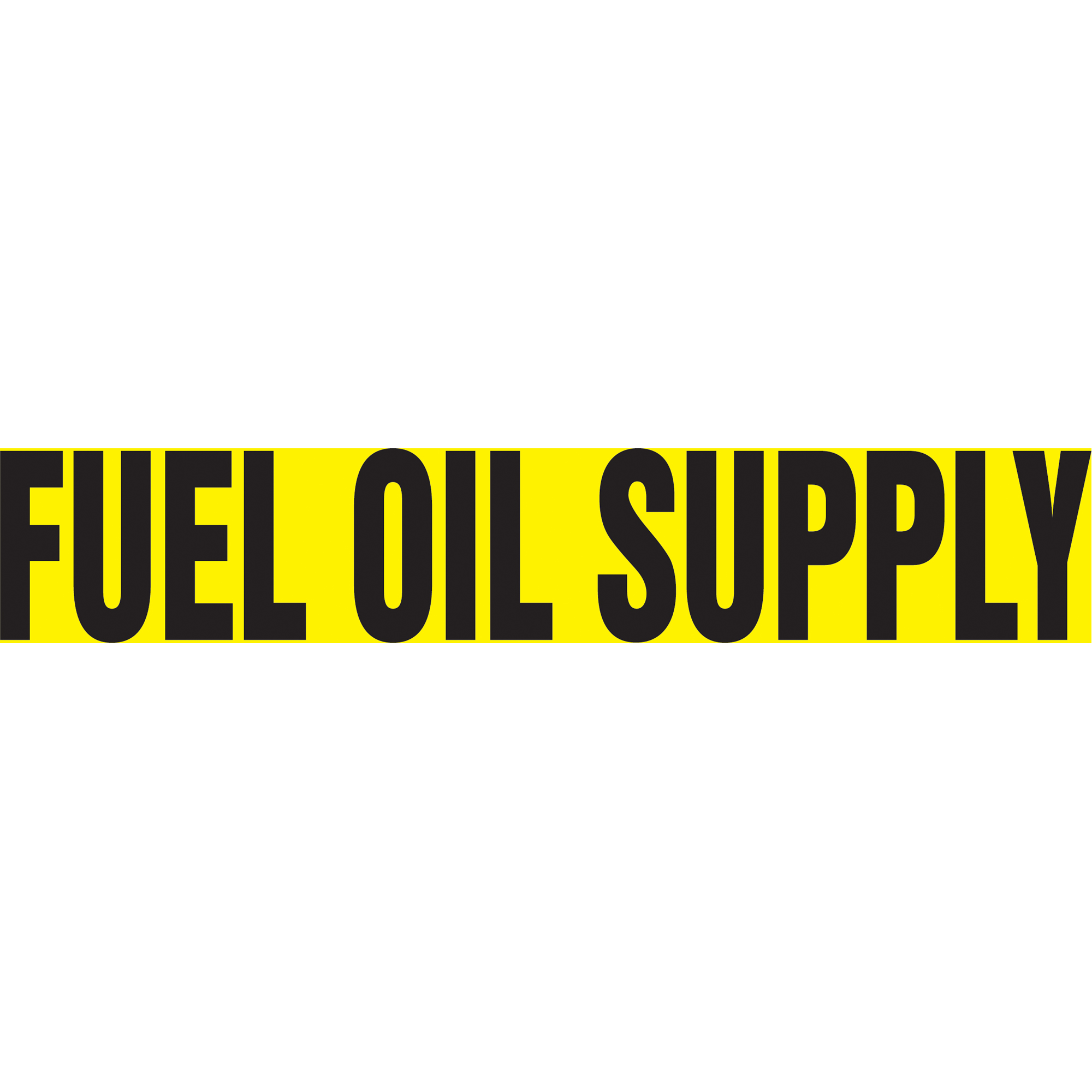 Marqueur de tuyau "Fuel Oil Supply", Autocollant, 1-1/2" h x 8" la, Noir sur jaune