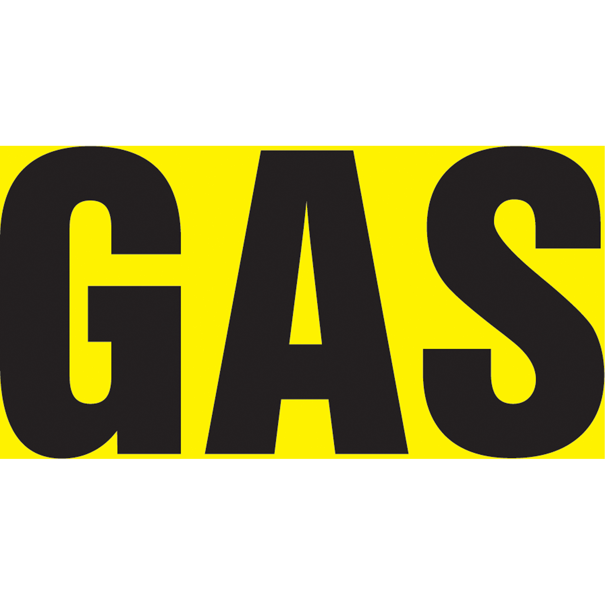 Marqueur de tuyau "Gas", Autocollant, 1-1/2" h x 8" la, Noir sur jaune