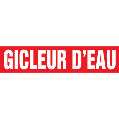 Marqueur de tuyau "Gicleur d'Eau", Autocollant, 1-1/2" h x 8" la, Blanc/rouge