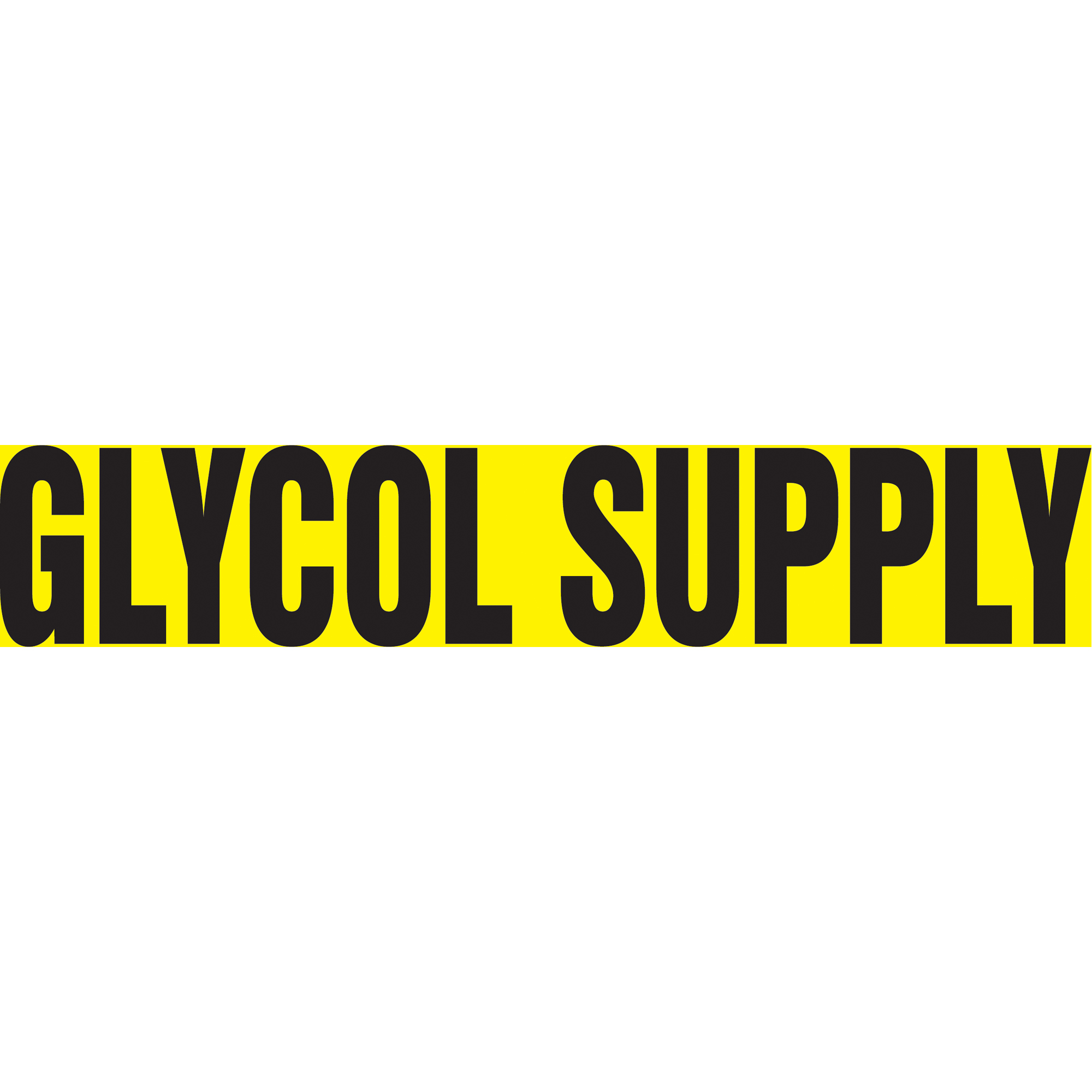 Marqueur de tuyau "Glycol Supply", Autocollant, 1-1/2" h x 8" la, Noir sur jaune