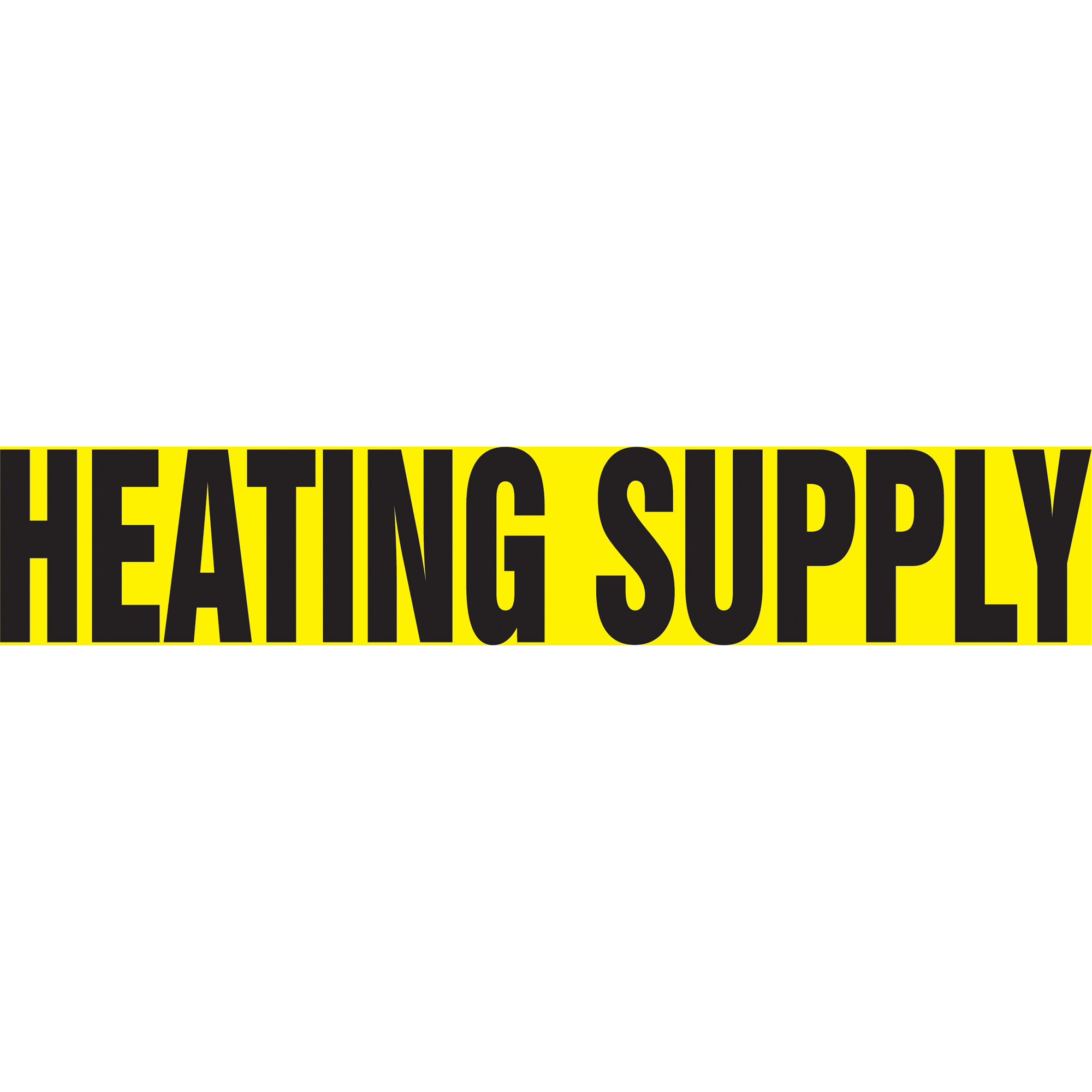 Marqueur de tuyau "Heating Supply", Autocollant, 1-1/2" h x 8" la, Noir sur jaune