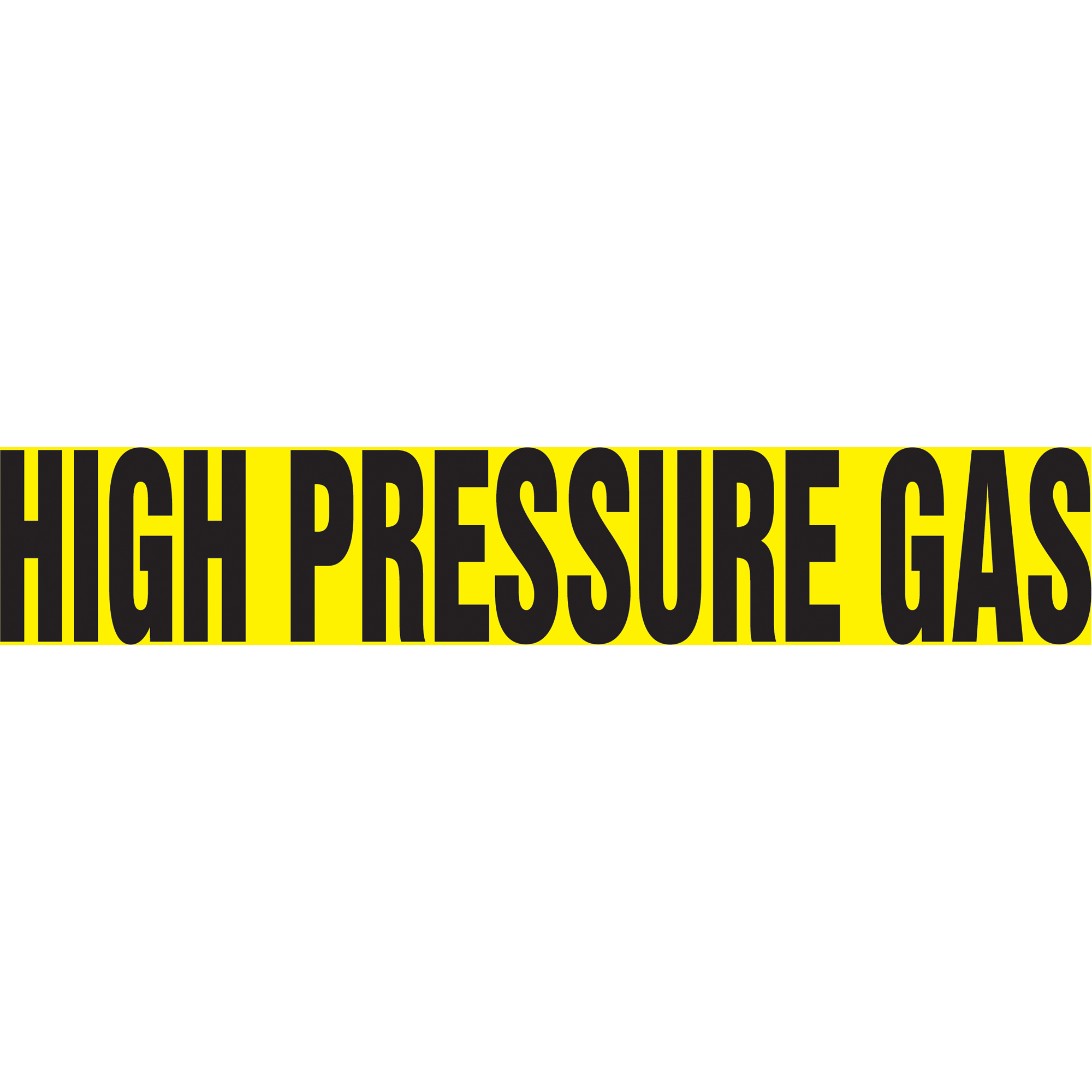 Marqueur de tuyau "High Pressure Gas", Autocollant, 1-1/2" h x 8" la, Noir sur jaune