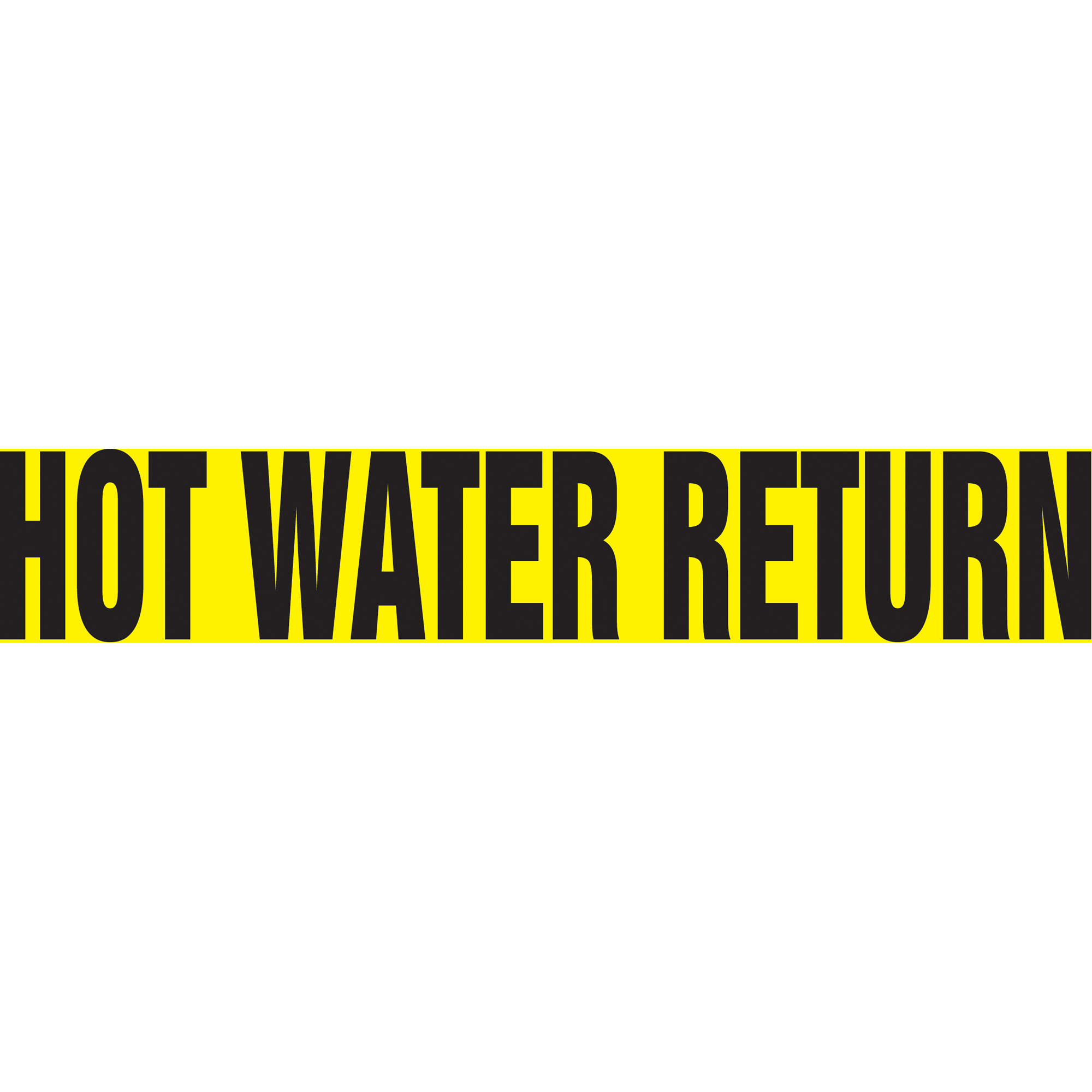 Marqueur de tuyau "Hot Water Return", Autocollant, 1-1/2" h x 8" la, Noir sur jaune