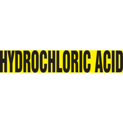 Marqueurs de tuyau "Hydrochloric Acid", Autocollant, 2-1/2" h x 12" la, Noir sur jaune