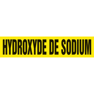 Marqueurs de tuyau "Hydroxyde de Sodium", Autocollant, 2-1/2" h x 12" la, Noir sur jaune