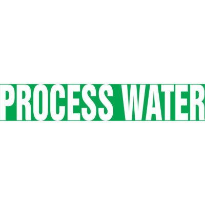 Marqueurs de tuyau "Process Water", Autocollant, 2-1/2" h x 12" la, Blanc/vert