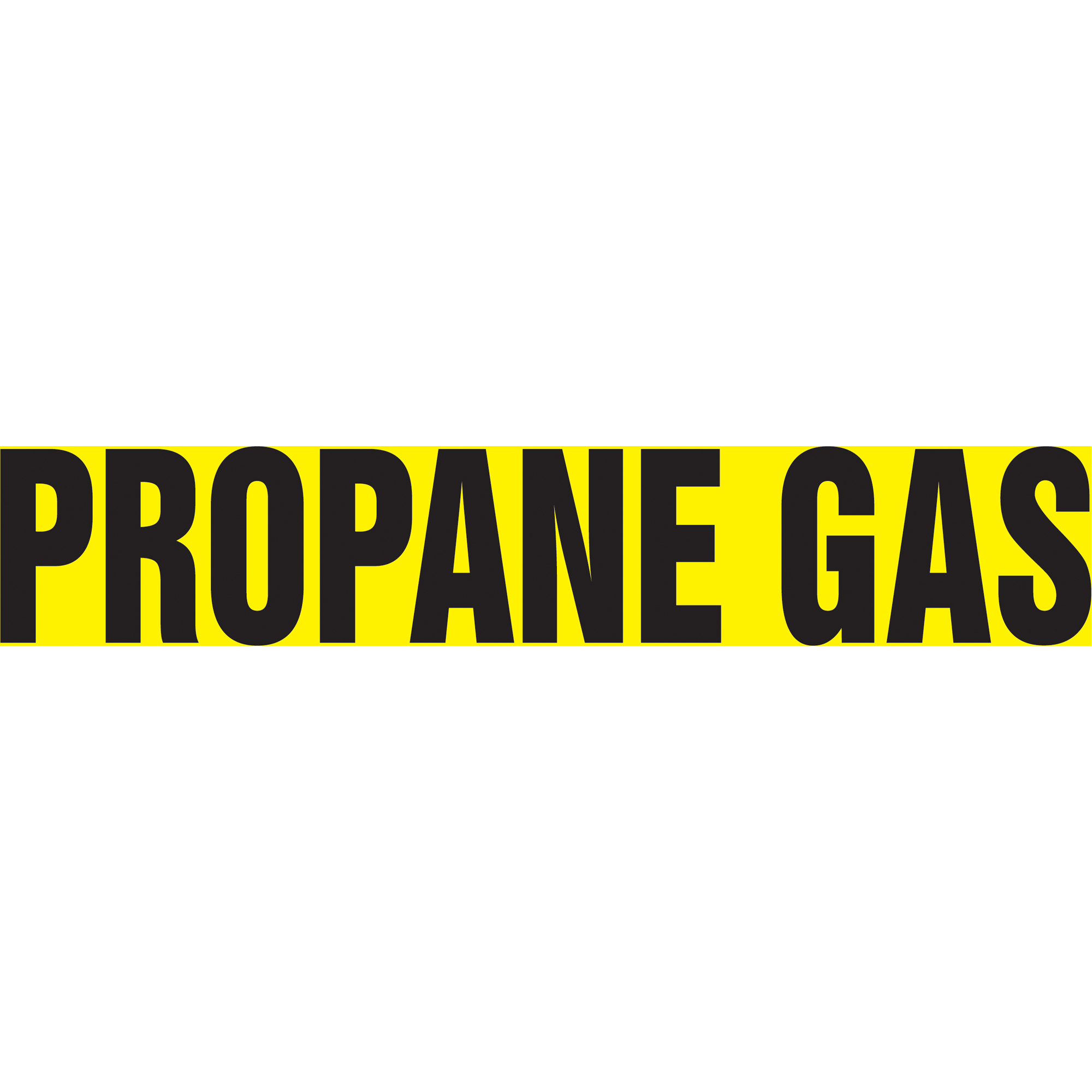 Marqueurs de tuyau "Propane Gas", Autocollant, 2-1/2" h x 12" la, Noir sur jaune