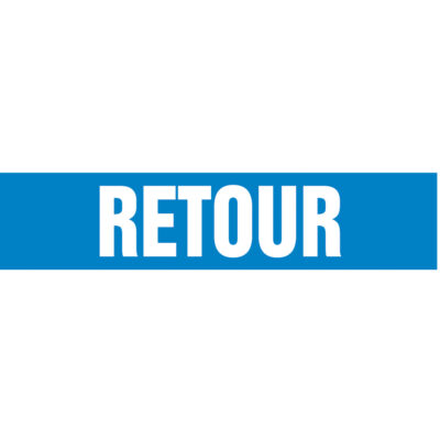 Marqueur de tuyau "Retour" Snap TiteMC, À pression, 14" h x 12" la, Blanc/bleu