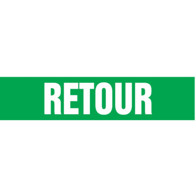 Marqueur de tuyau "Retour" Snap TiteMC, À pression, 14" h x 12" la, Blanc/vert