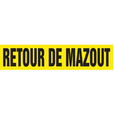Marqueur de tuyau "Retour de Mazout" Snap TiteMC, À pression, 14" h x 12" la, Noir sur jaune