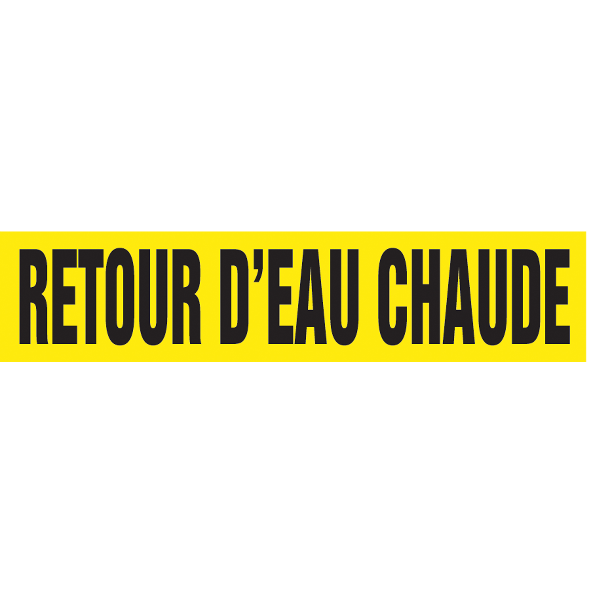 Marqueurs de tuyau "Retour d'Eau Chaude", Autocollant, 2-1/2" h x 12" la, Noir sur jaune