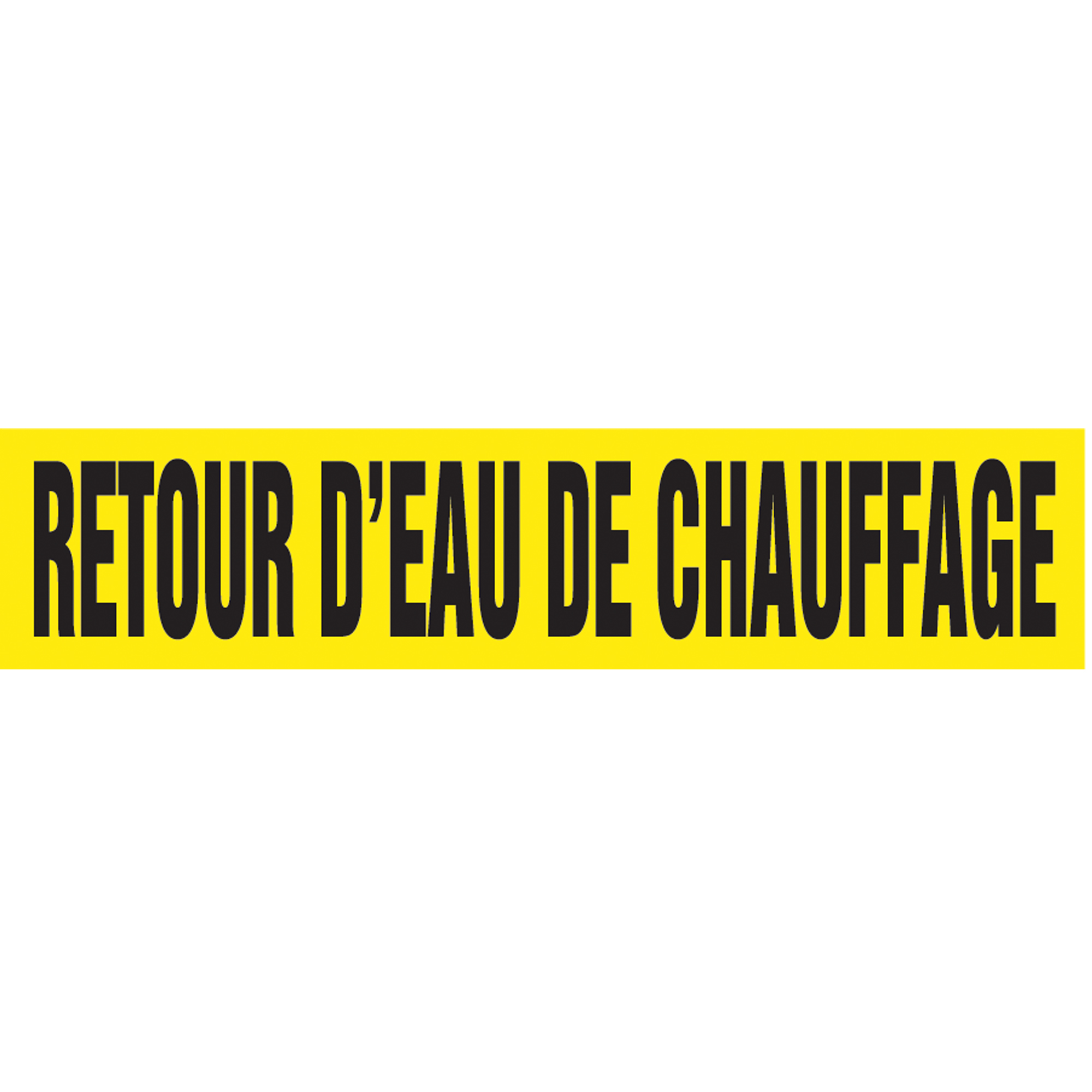 Marqueurs de tuyau "Retour d'Eau Chaude de Chauffage", Autocollant, 2-1/2" h x 12" la, Noir sur jaune