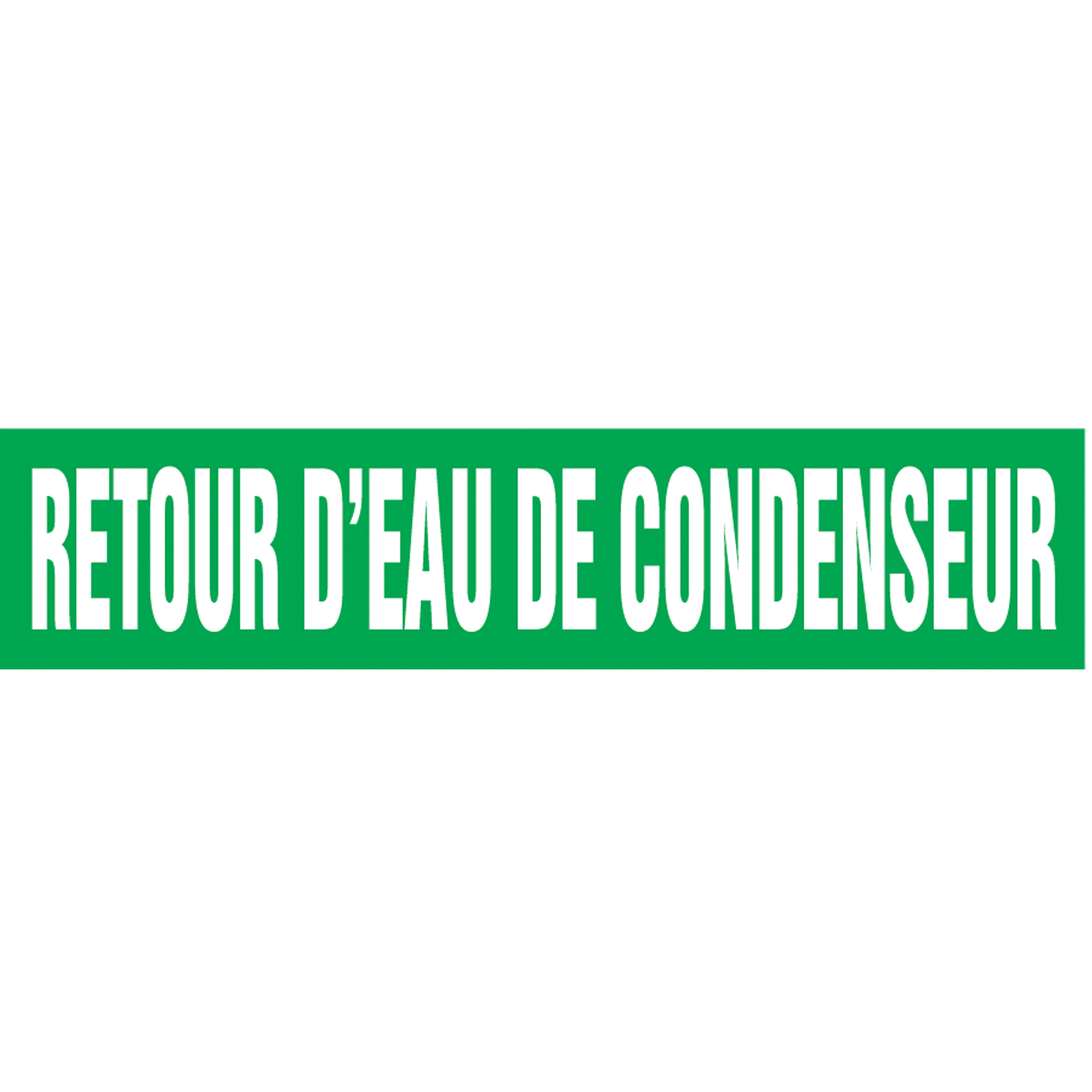 Marqueurs de tuyau "Retour d'Eau de Condenseur", Autocollant, 2-1/2" h x 12" la, Blanc/vert