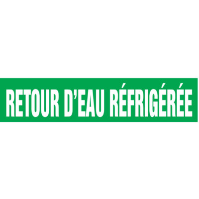 Marqueur de tuyau "Retour d'Eau de Réfrigérée" Snap TiteMC, À pression, 14" h x 12" la, Blanc/vert