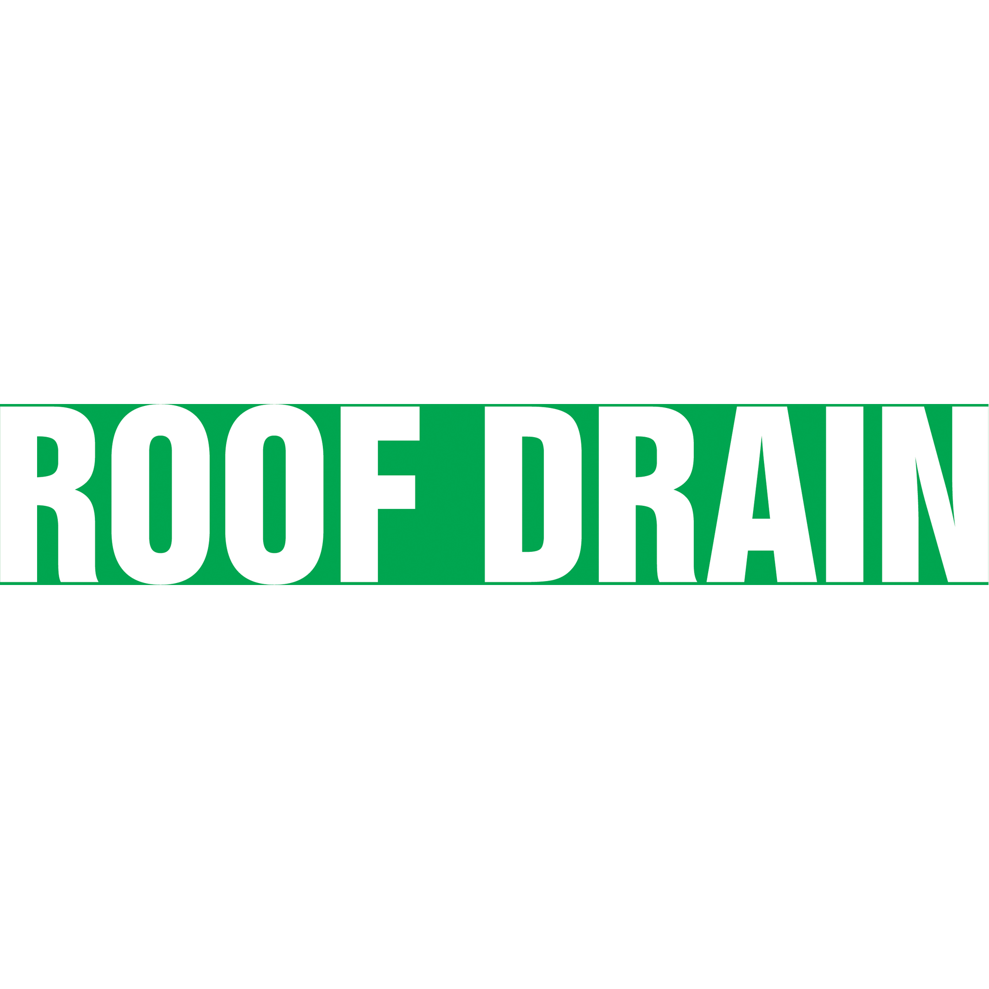 Marqueurs de tuyau "Roof Drain", Autocollant, 2-1/2" h x 12" la, Blanc/vert