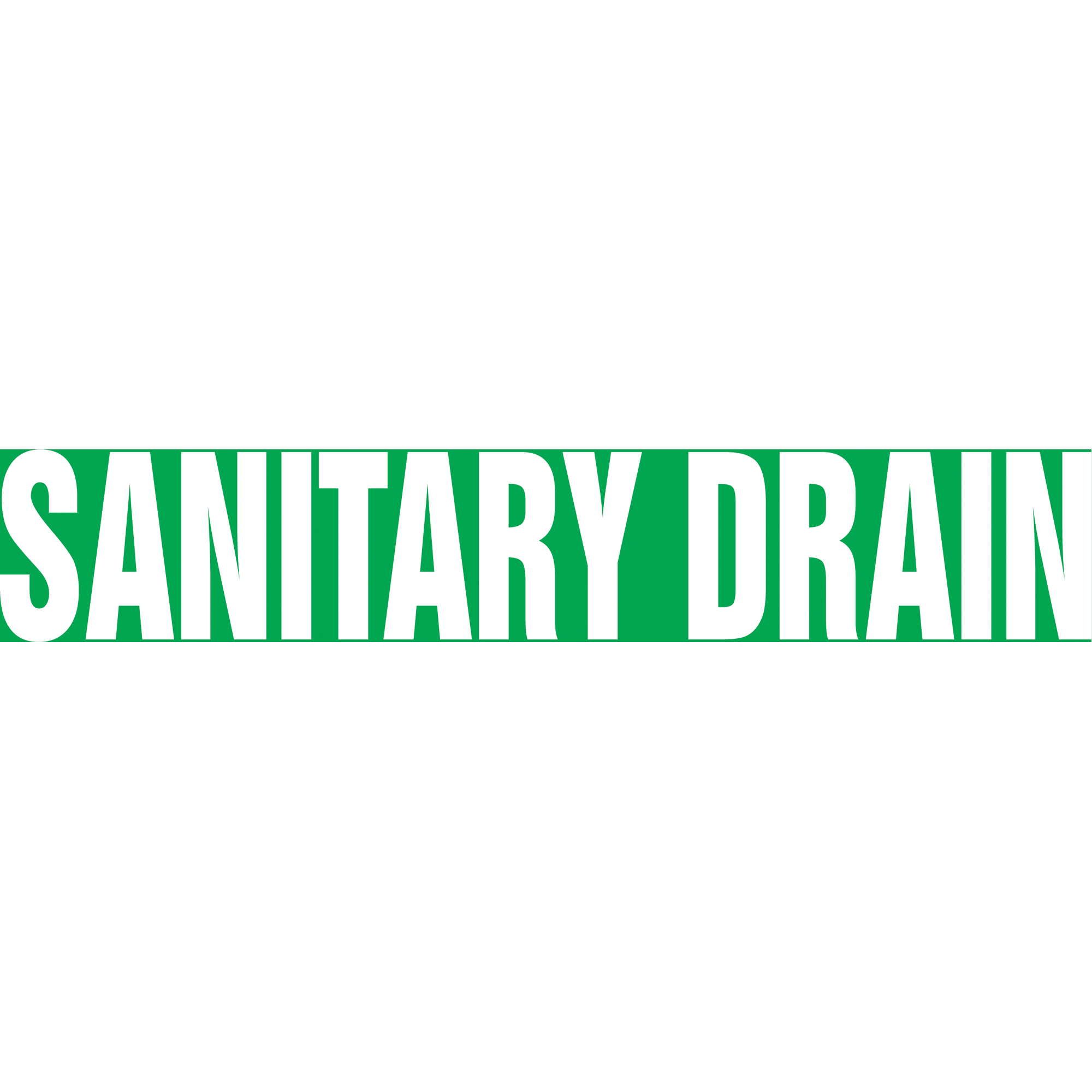 Marqueurs de tuyau "Sanitary Drain", Autocollant, 2-1/2" h x 12" la, Blanc/vert