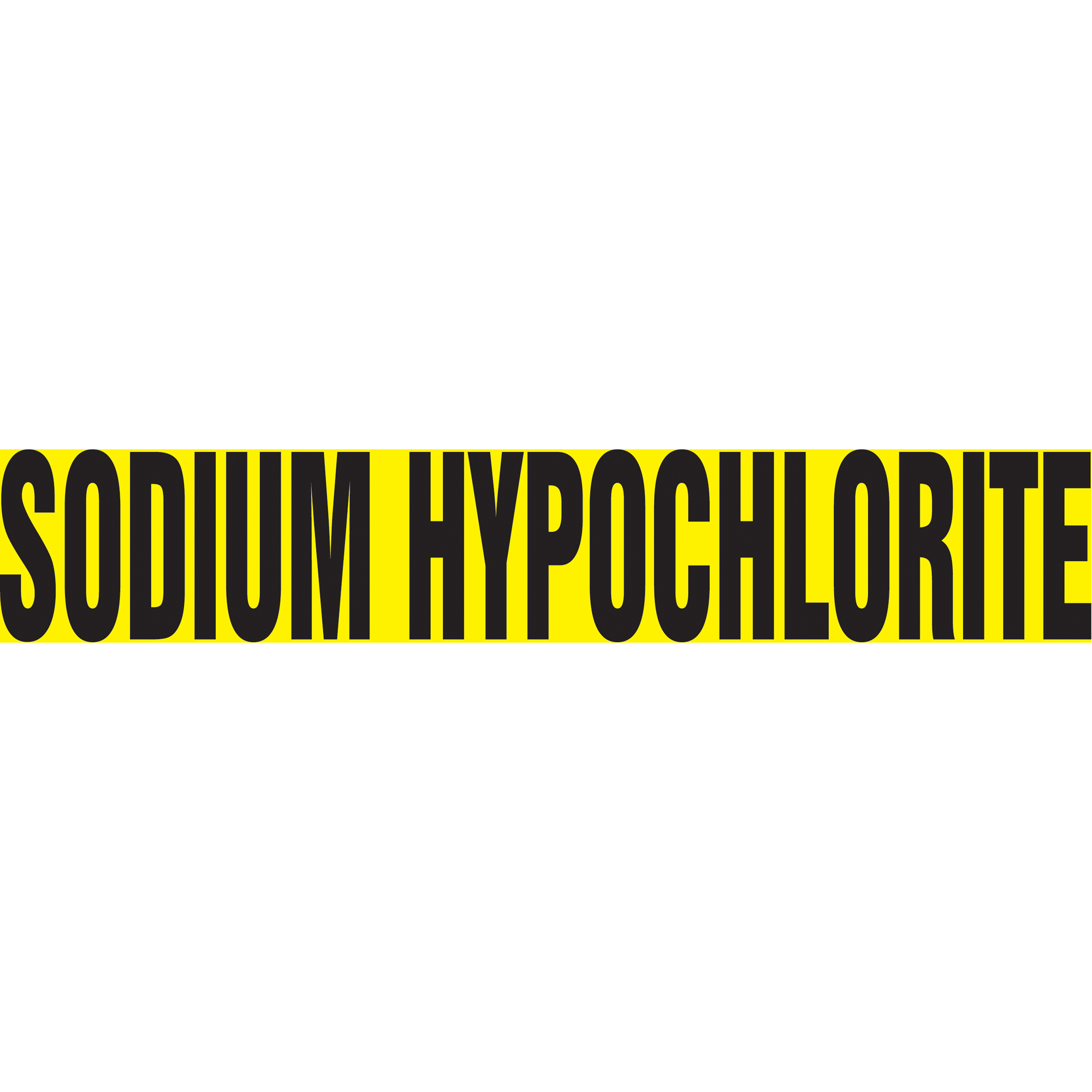 Marqueurs de tuyau "Sodium Hydrochlorite", Autocollant, 2-1/2" h x 12" la, Noir sur jaune