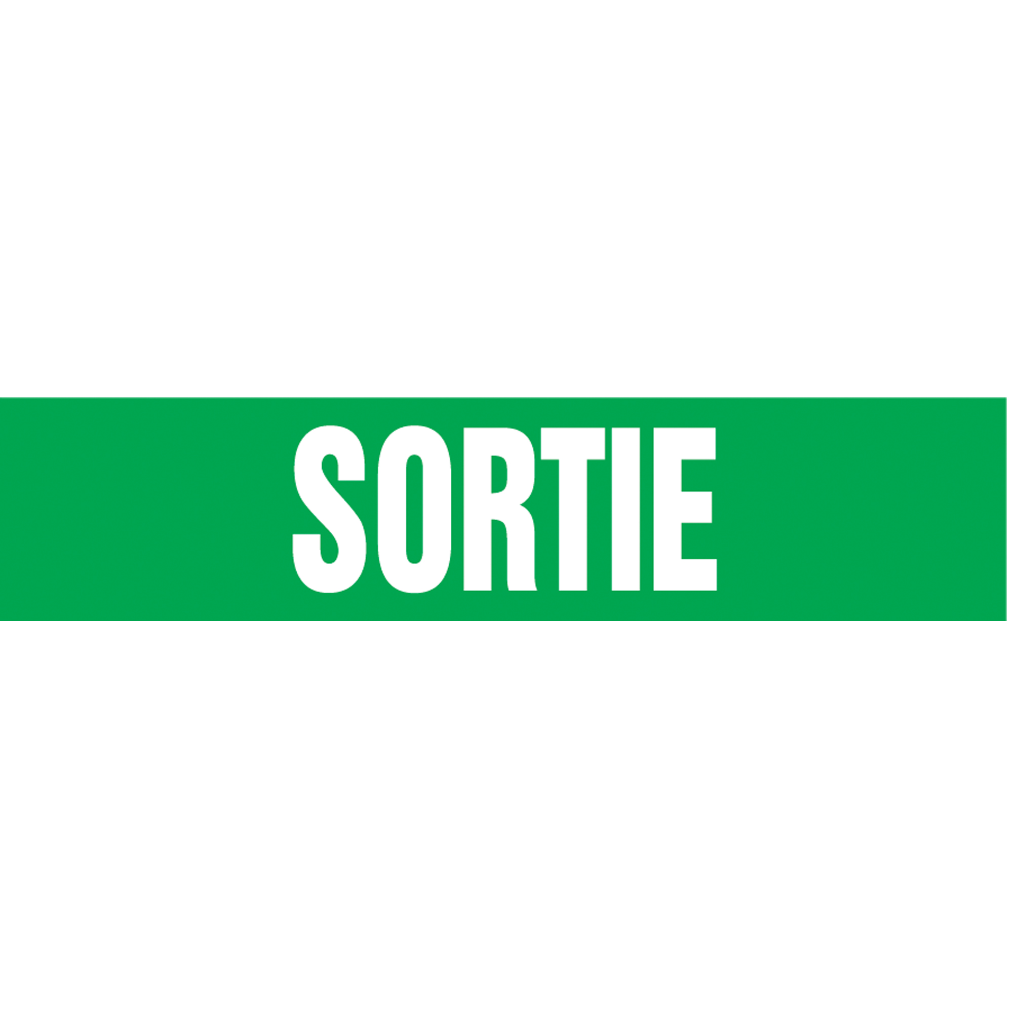 Marqueurs de tuyau "Sortie", Autocollant, 2-1/2" h x 12" la, Blanc/vert