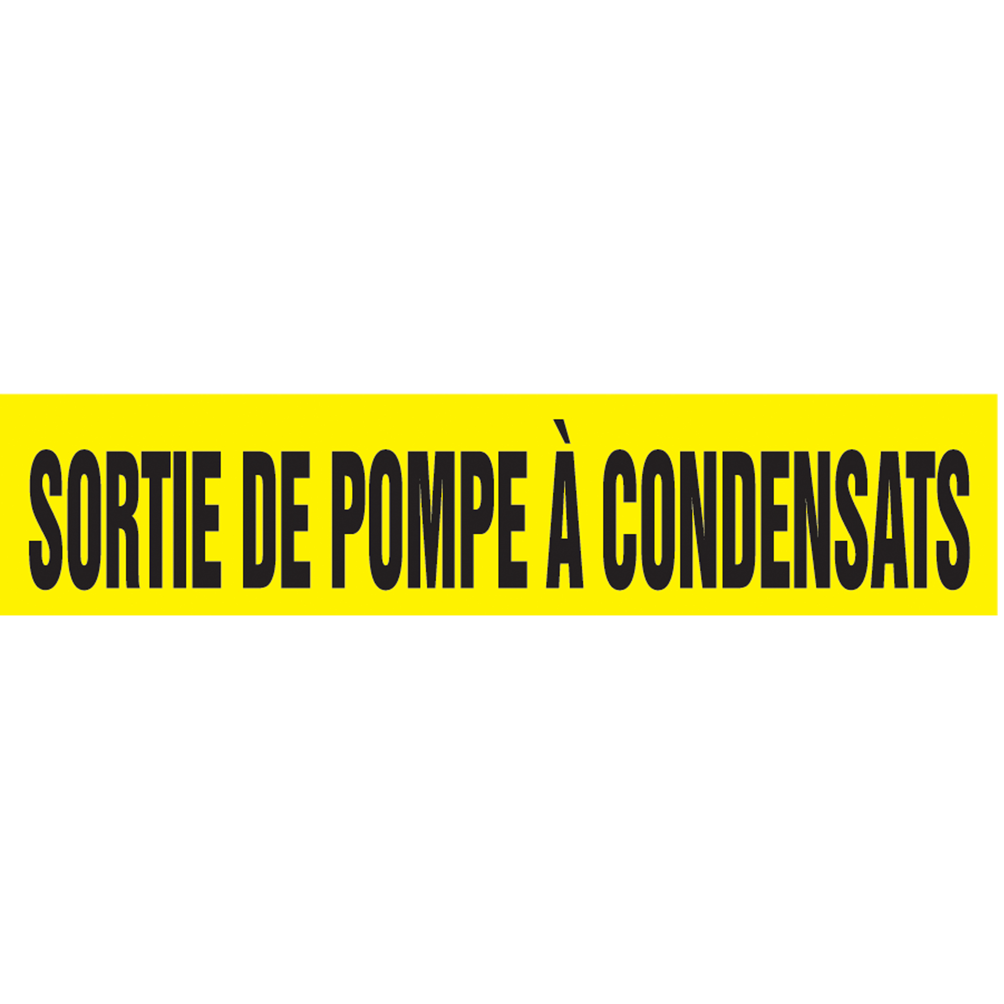 Marqueurs de tuyau "Sortie de Pompe À Condensats", Autocollant, 2-1/2" h x 12" la, Noir sur jaune