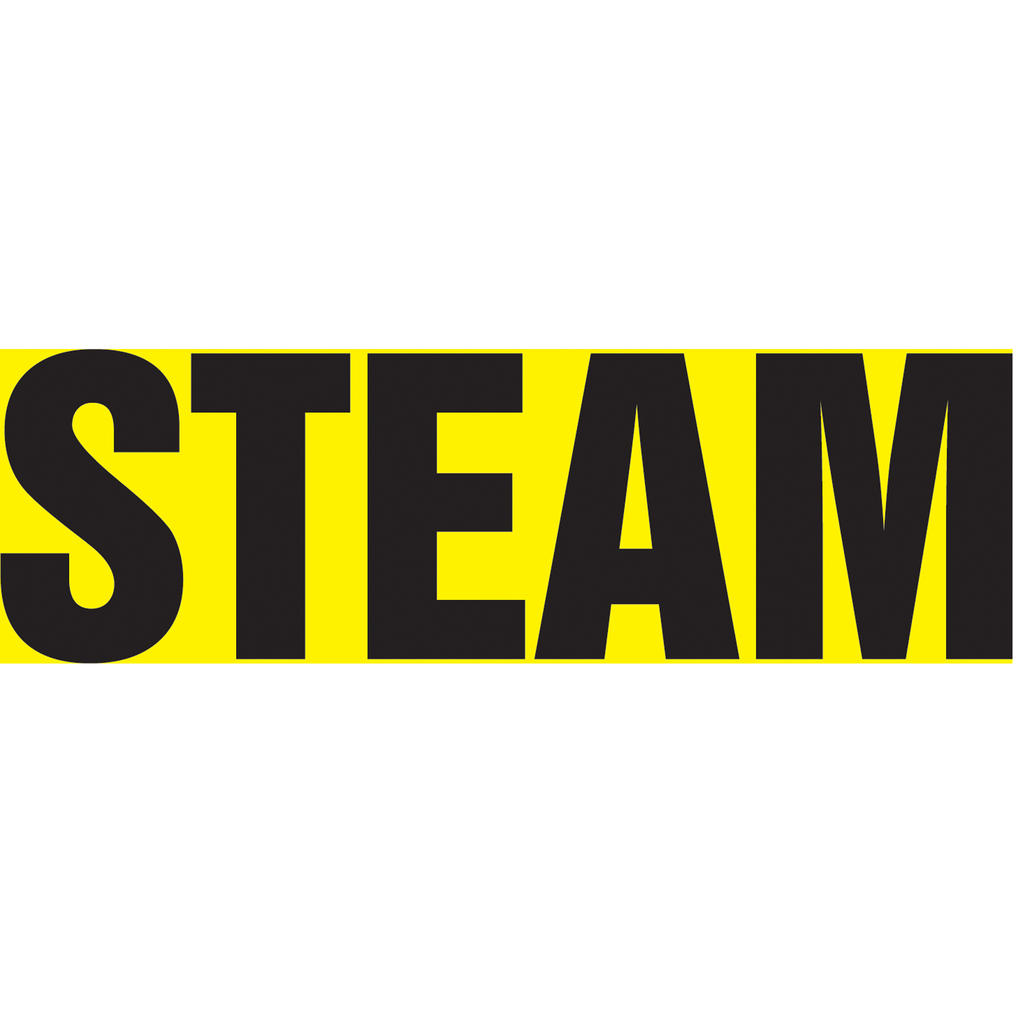 Marqueurs de tuyau "Steam", Autocollant, 2-1/2" h x 12" la, Noir sur jaune