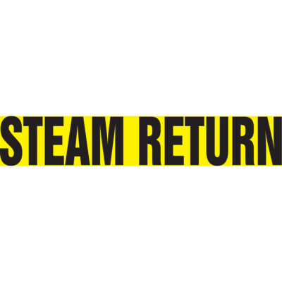 Marqueur de tuyau "Steam Return", Autocollant, 1-1/2" h x 8" la, Noir sur jaune