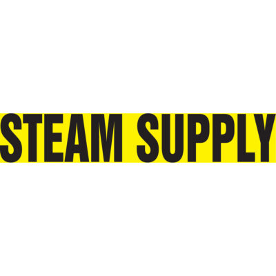 Marqueur de tuyau "Steam Supply", Autocollant, 1-1/2" h x 8" la, Noir sur jaune