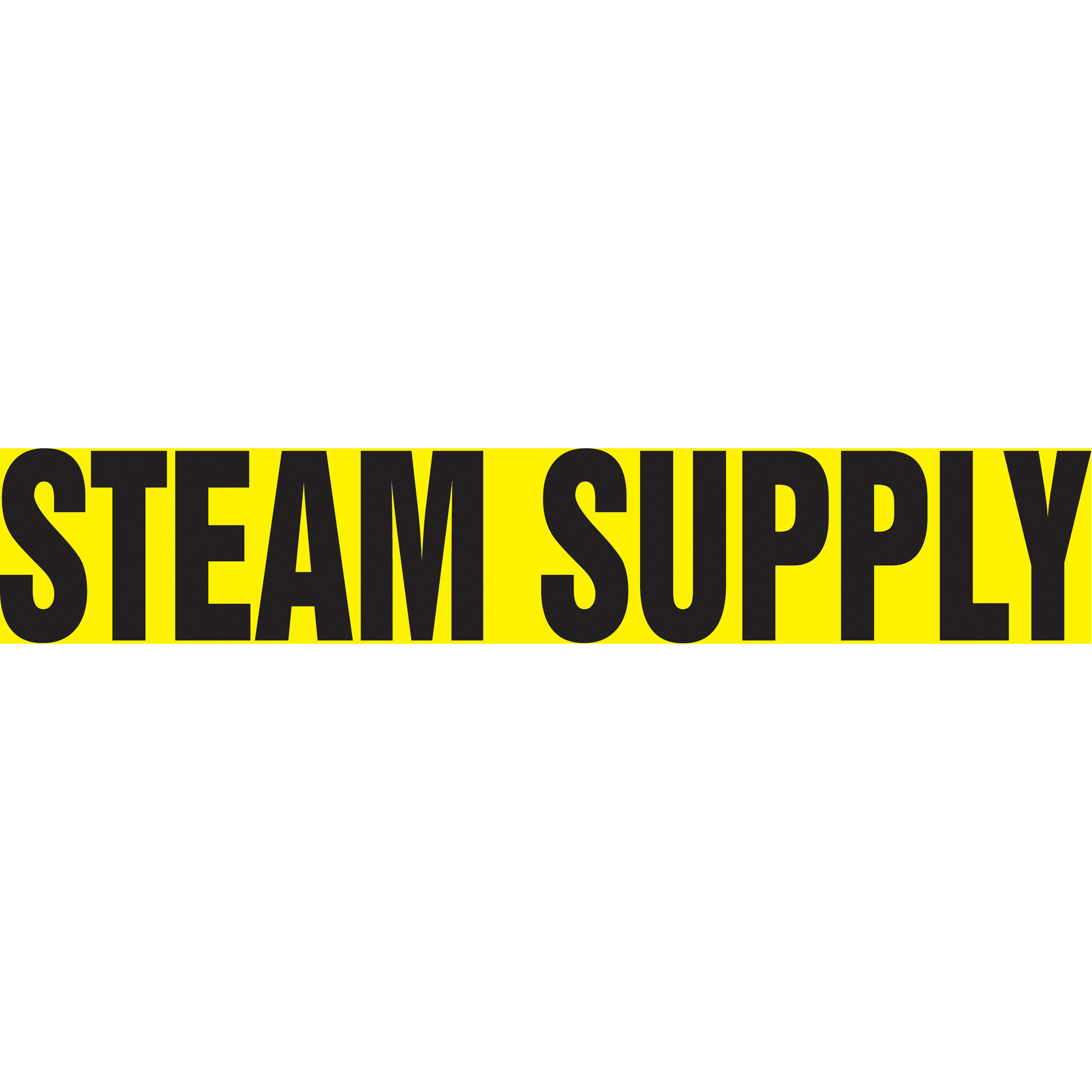 Marqueurs de tuyau "Steam Supply", Autocollant, 2-1/2" h x 12" la, Noir sur jaune