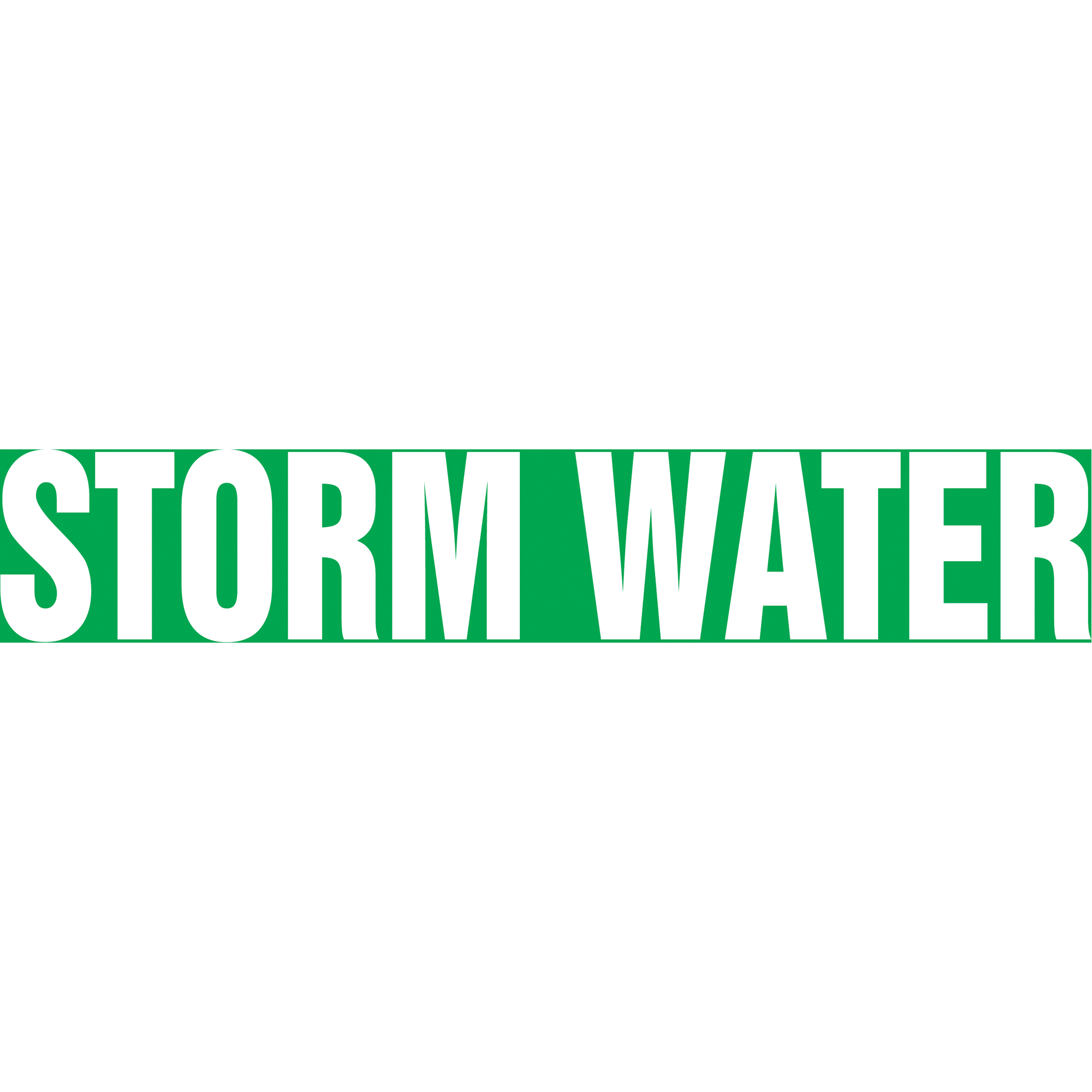 Marqueurs de tuyau "Storm Water", Autocollant, 2-1/2" h x 12" la, Blanc/vert