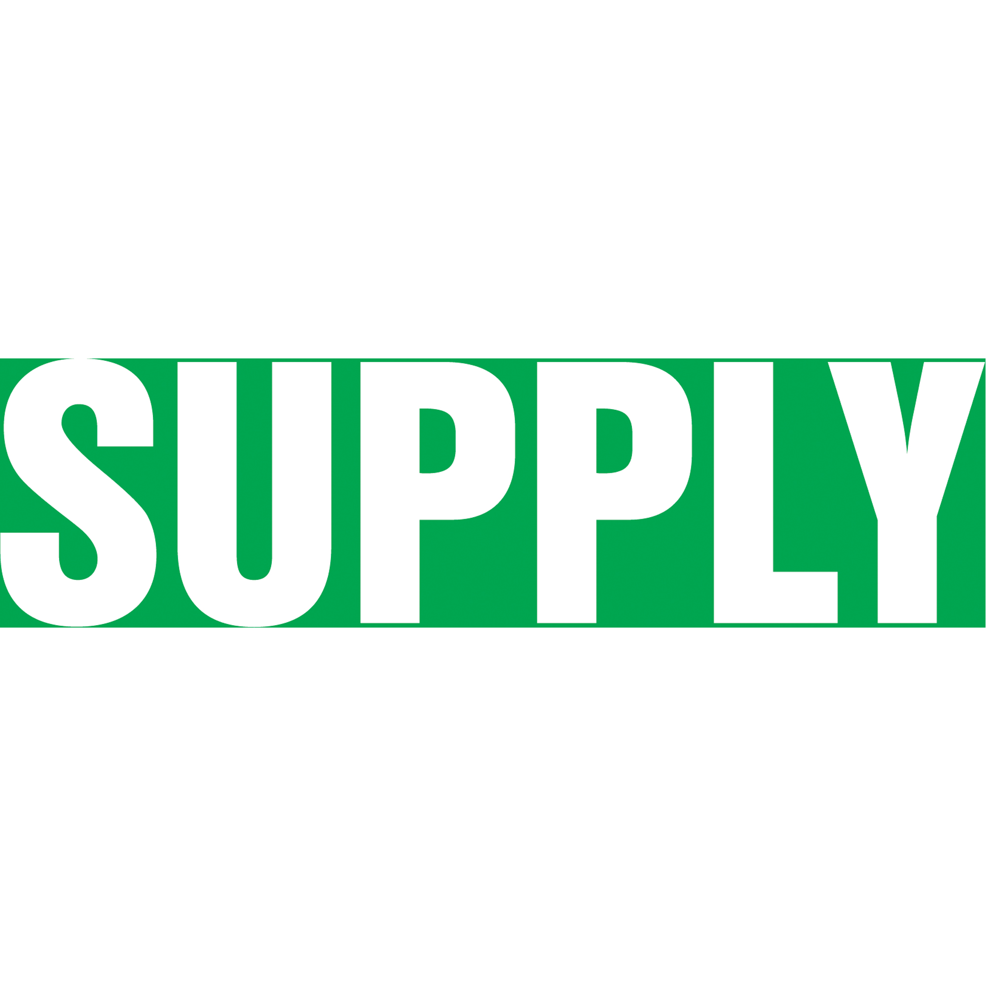 Marqueurs de tuyau "Supply", Autocollant, 2-1/2" h x 12" la, Blanc/vert