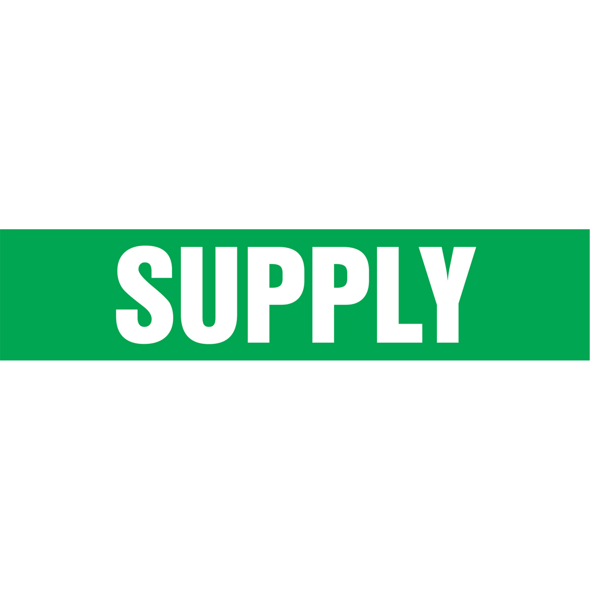 Marqueurs de tuyau "Supply", Autocollant, 4" h x 24" la, Blanc/vert