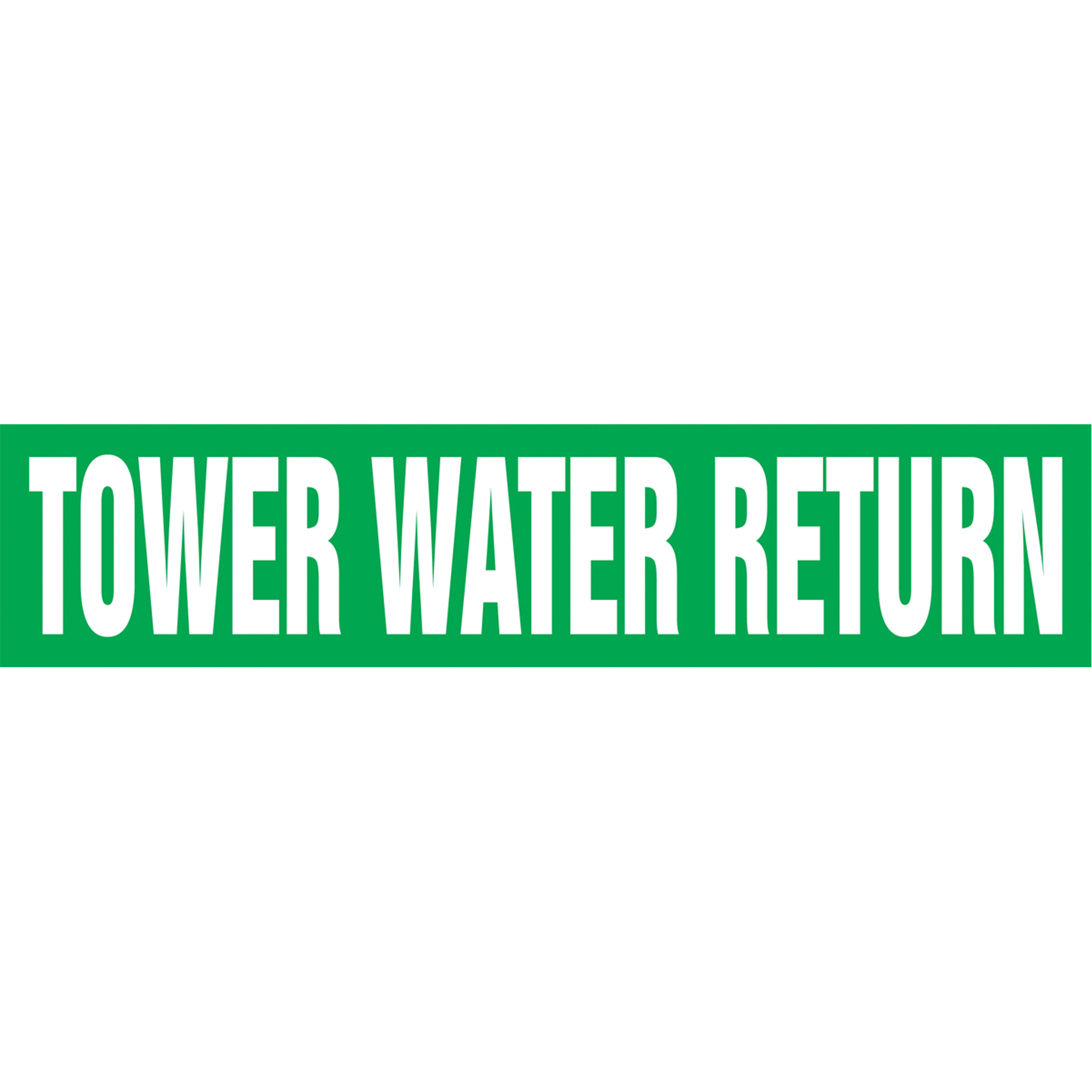 Marqueurs de tuyau "Tower Water Return", Autocollant, 2-1/2" h x 12" la, Blanc/vert