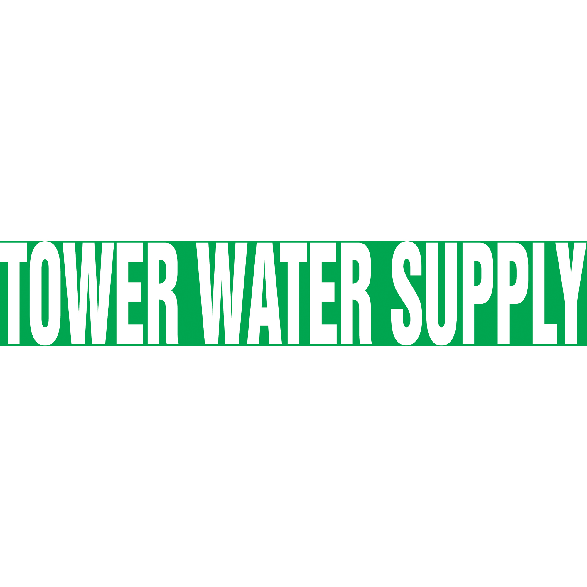Marqueurs de tuyau "Tower Water Supply", Autocollant, 2-1/2" h x 12" la, Blanc/vert
