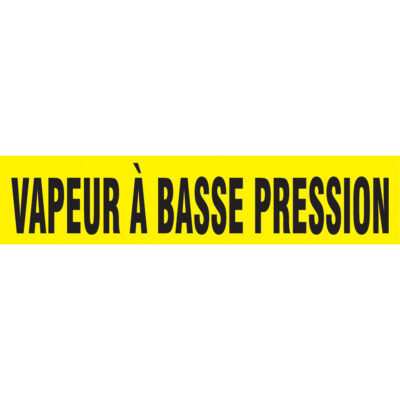 Marqueur de tuyau "Vapeur À Basse Pression", Autocollant, 1-1/2" h x 8" la, Noir sur jaune