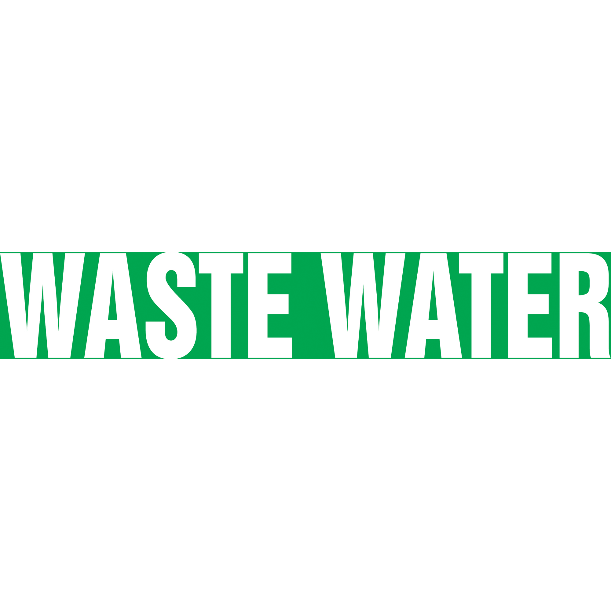 Marqueurs de tuyau "Waste Water", Autocollant, 2-1/2" h x 12" la, Blanc/vert