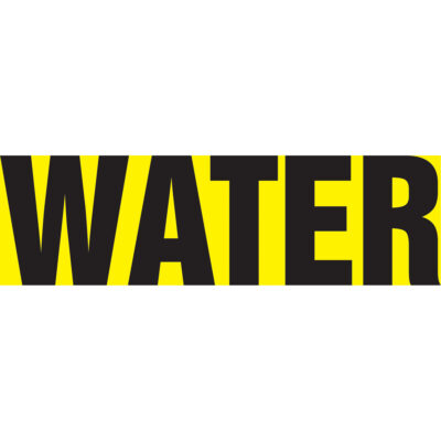 Marqueur de tuyau "Water" Snap TiteMC, À pression, 14" h x 12" la, Noir sur jaune