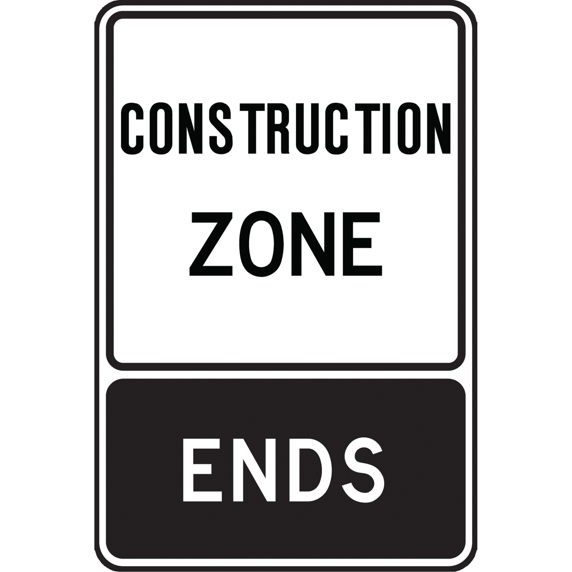 Panneau d'avertissement temporaire « Construction Zone Begins », 36" x 24", Aluminium, Anglais