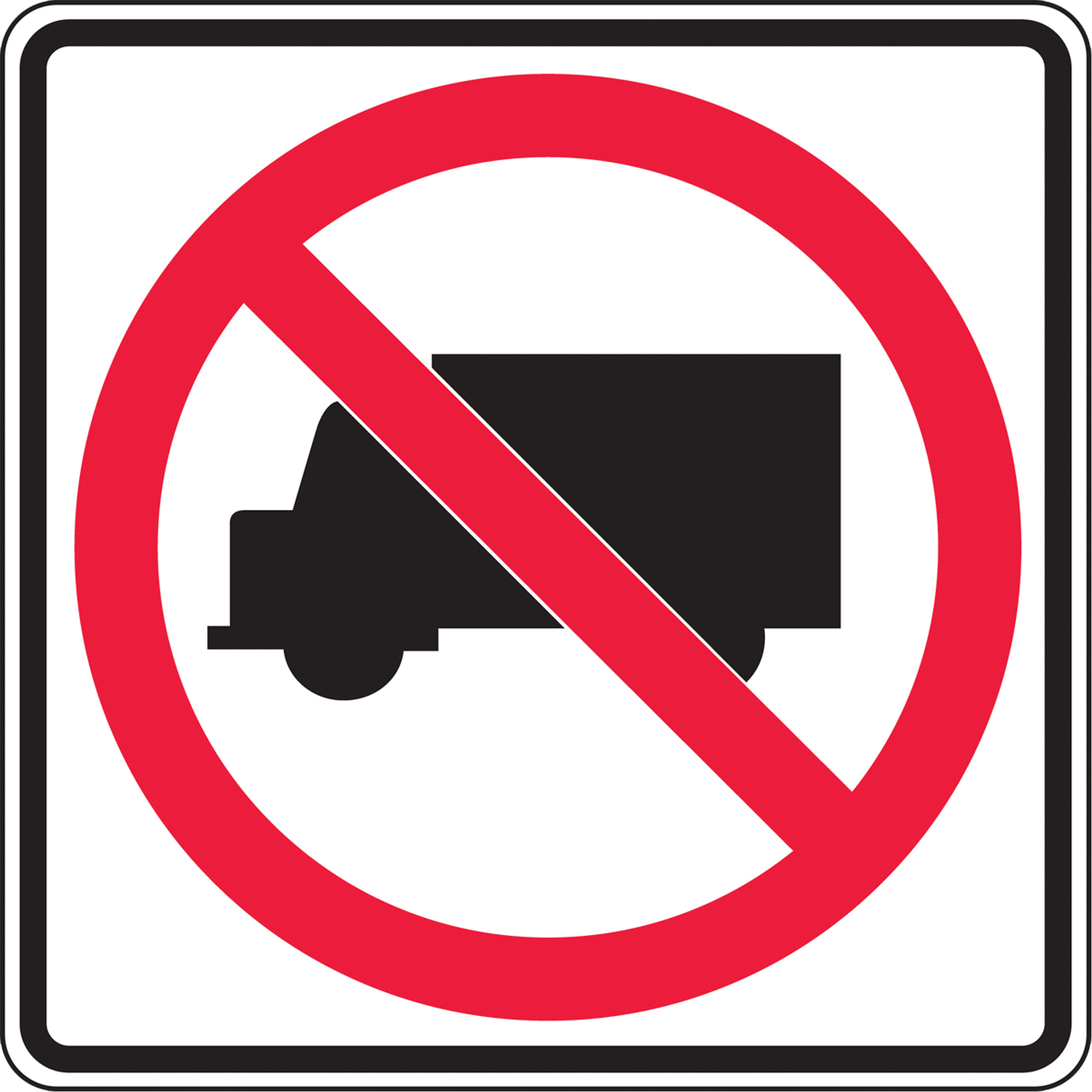 Panneau de circulation aucun camion, 24" x 24", Aluminium, Pictogramme