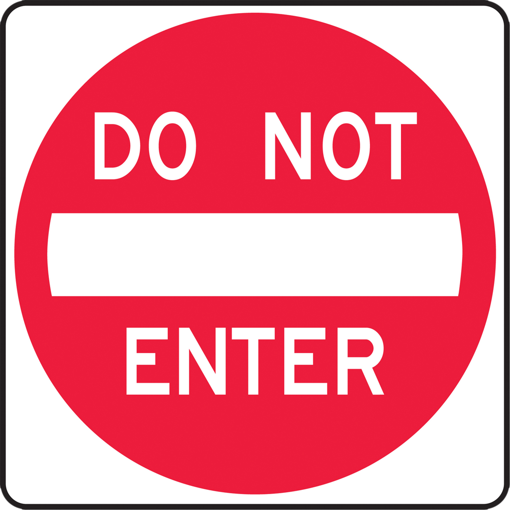 Panneau de circulation d'interdiction d'entrer, 24" x 24", Aluminium, Anglais avec pictogramme