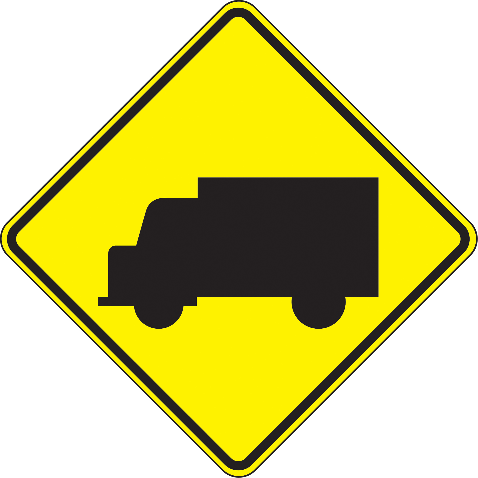 Panneau de la circulation camion, 24" x 24", Aluminium, Pictogramme