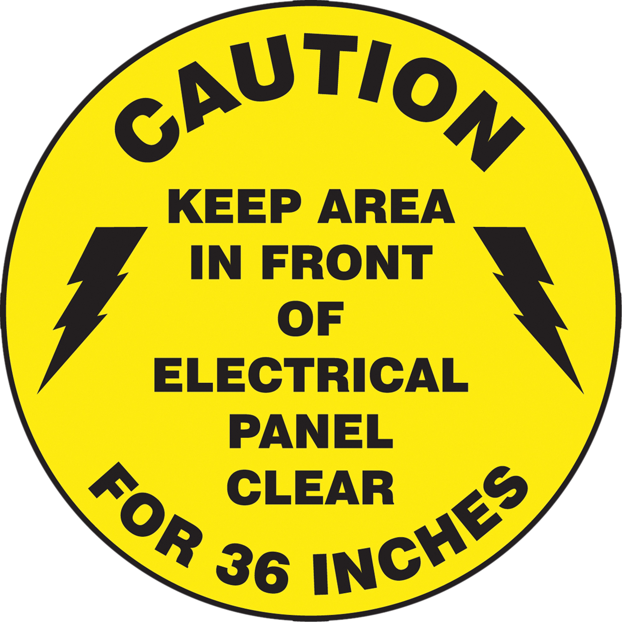 Panneau de plancher « Keep Area In Front of Electrical Panel Clear » Slip-GardMC, Adhésif, Anglais avec pictogramme