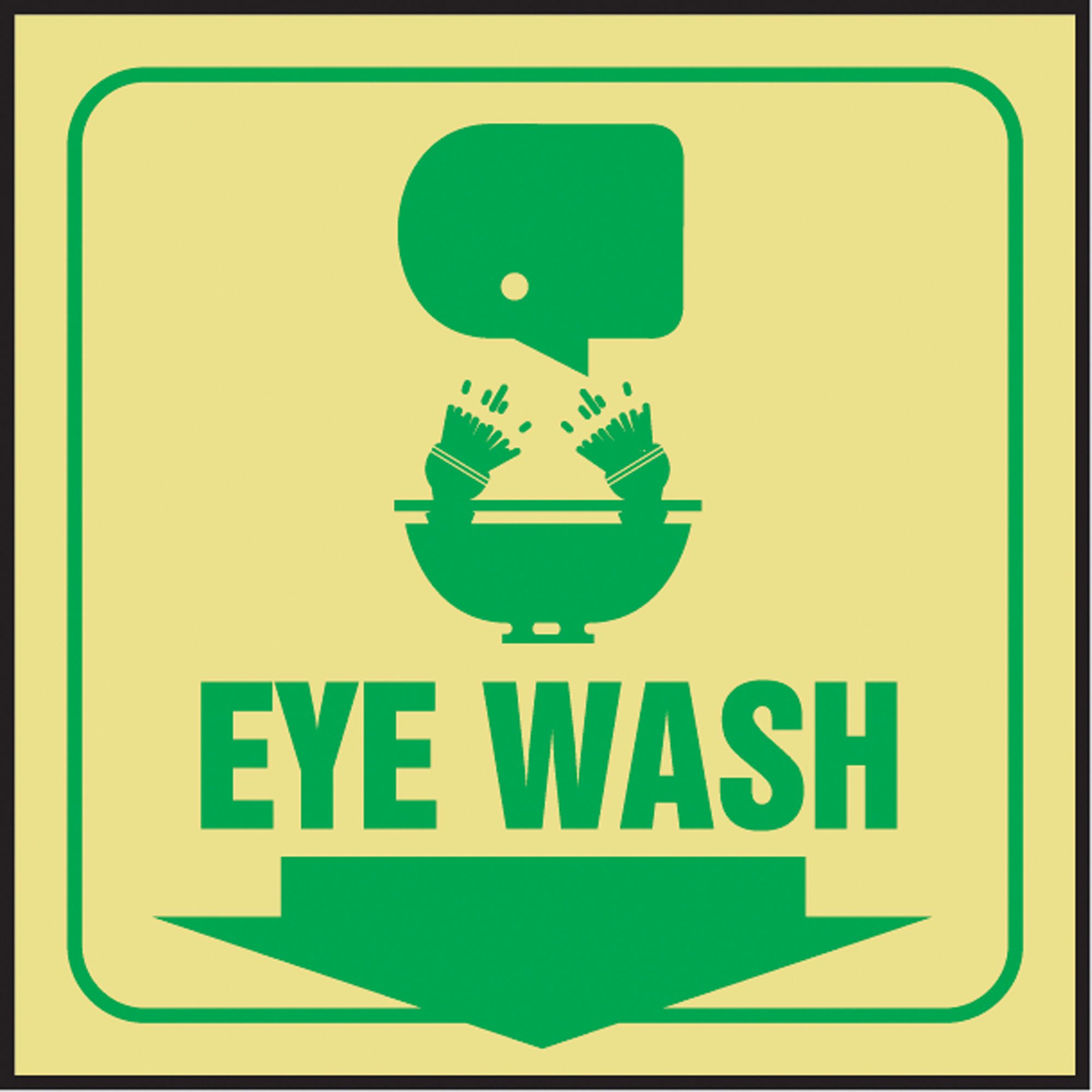Panneau de sécurité phosphorescent « Eye Wash » ProjectionMC, 6" x 5", Plastique, Anglais avec pictogramme