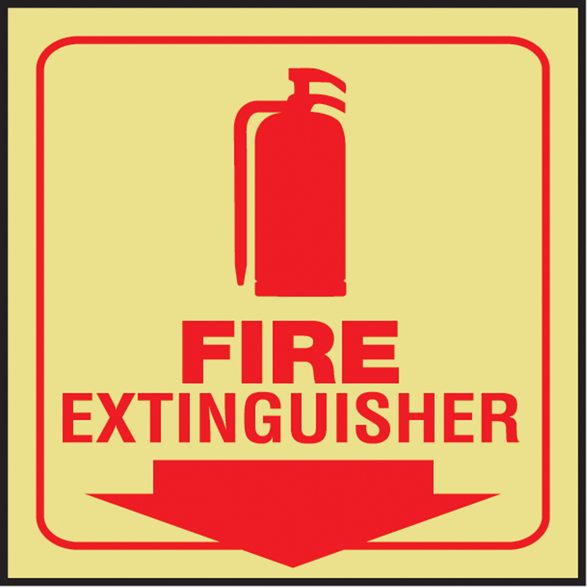 Panneau de sécurité phosphorescent « Fire Extinguisher » ProjectionMC, 6" x 5", Plastique, Anglais avec pictogramme