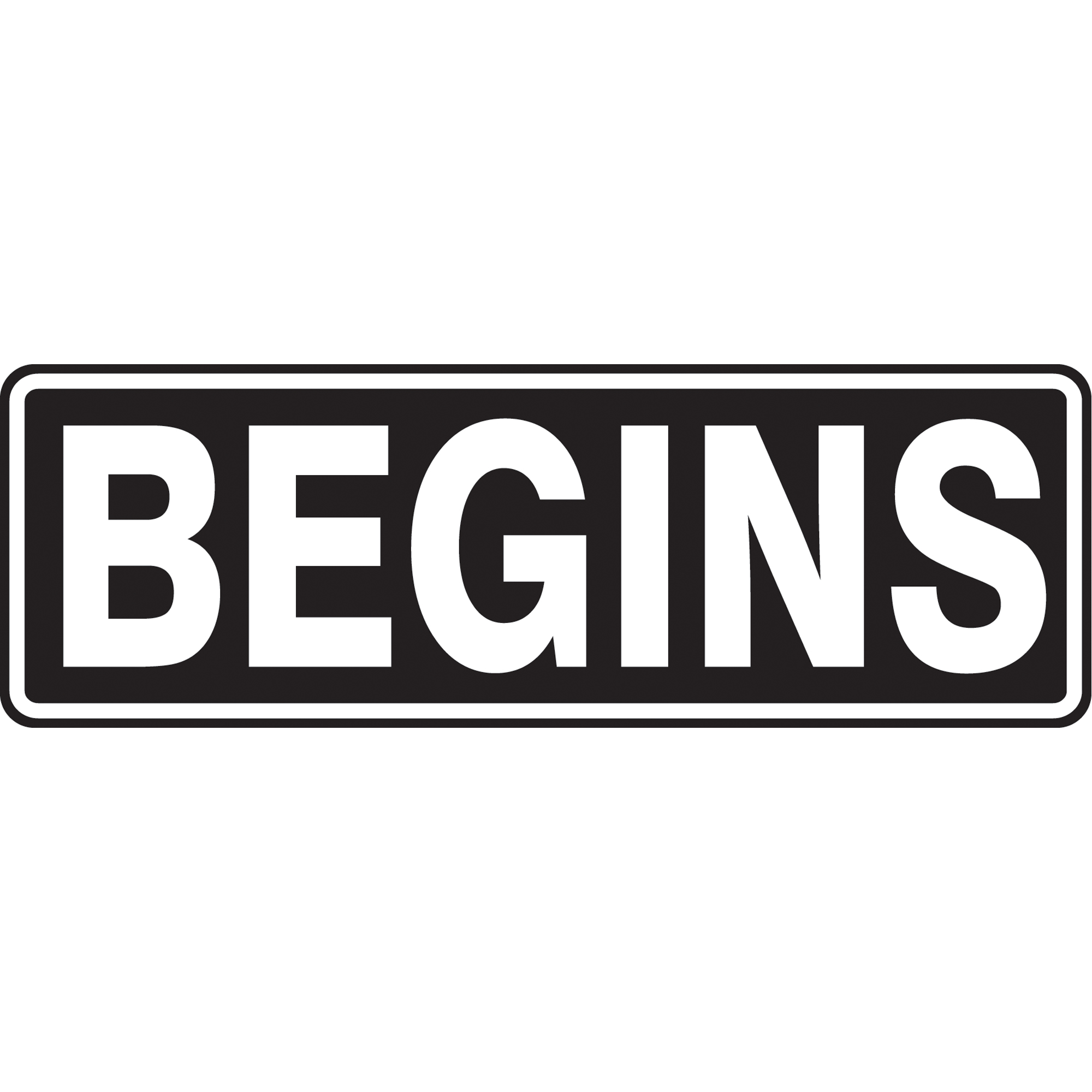 Panneau de signalisation « Begins », 8" x 24", Aluminium, Anglais