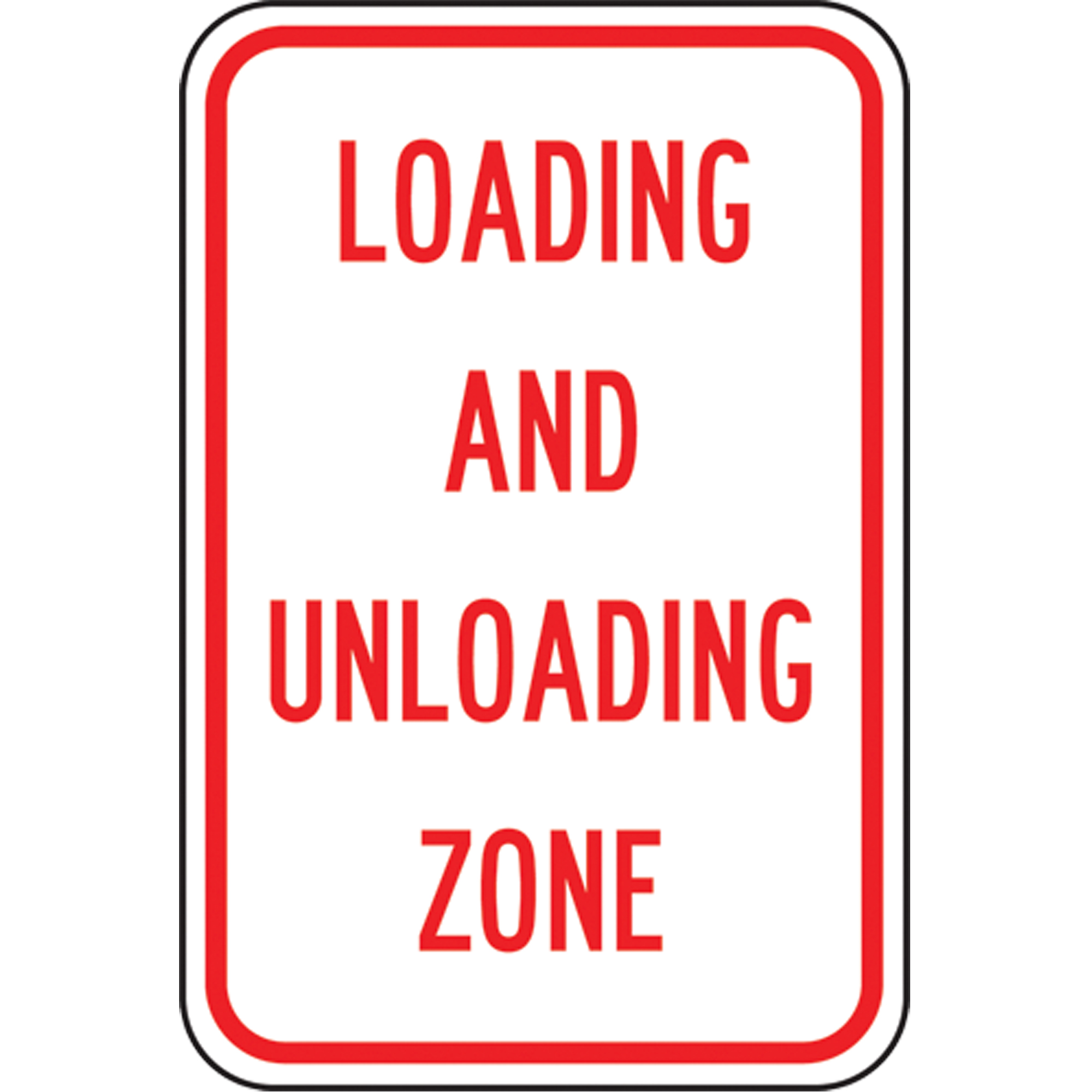 Panneau de stationnement désigné « Loading And Unloading Zone », 18" x 12", Aluminium, Anglais