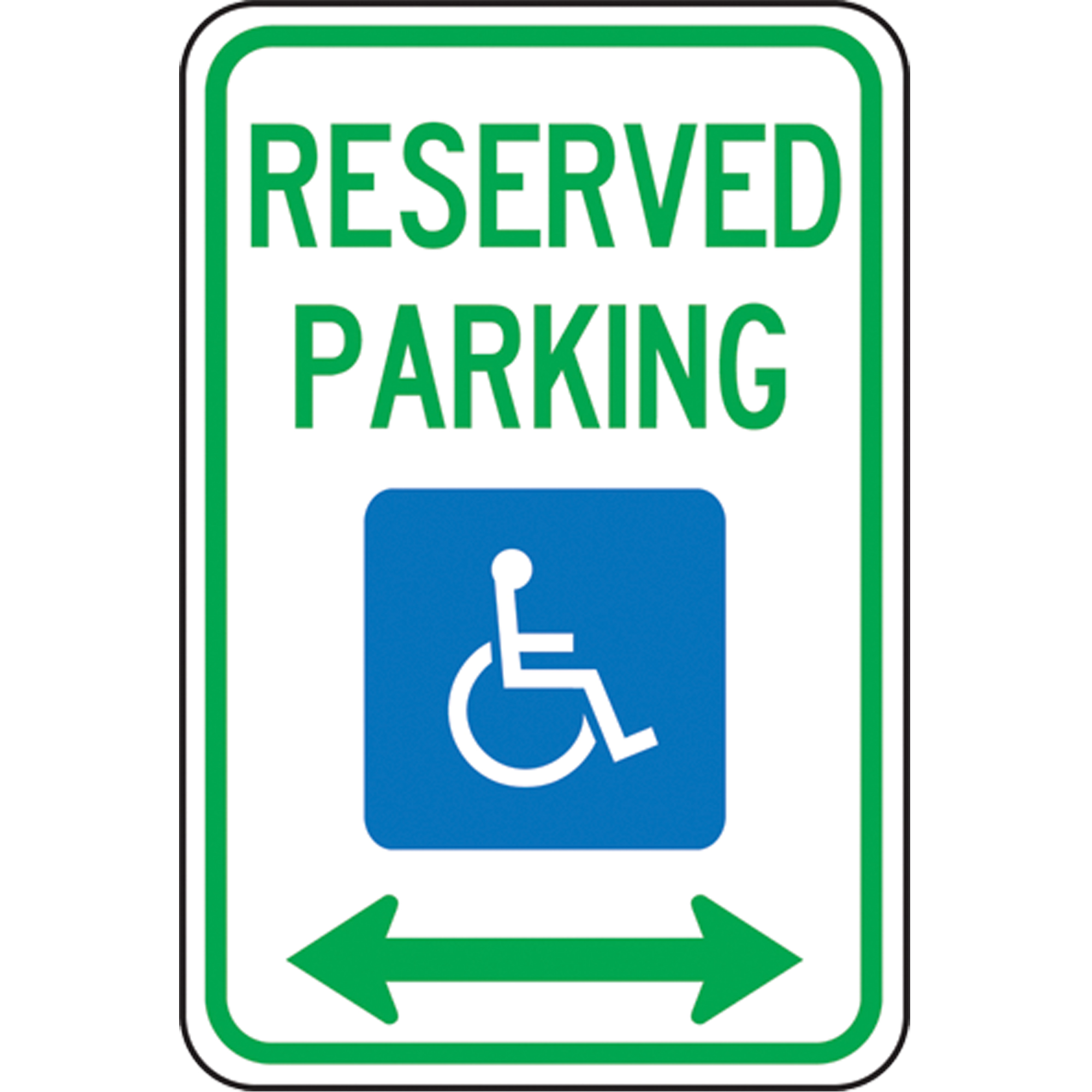 Panneau de stationnement réservé aux personnes handicapées, 18" x 12", Aluminium, Anglais avec pictogramme