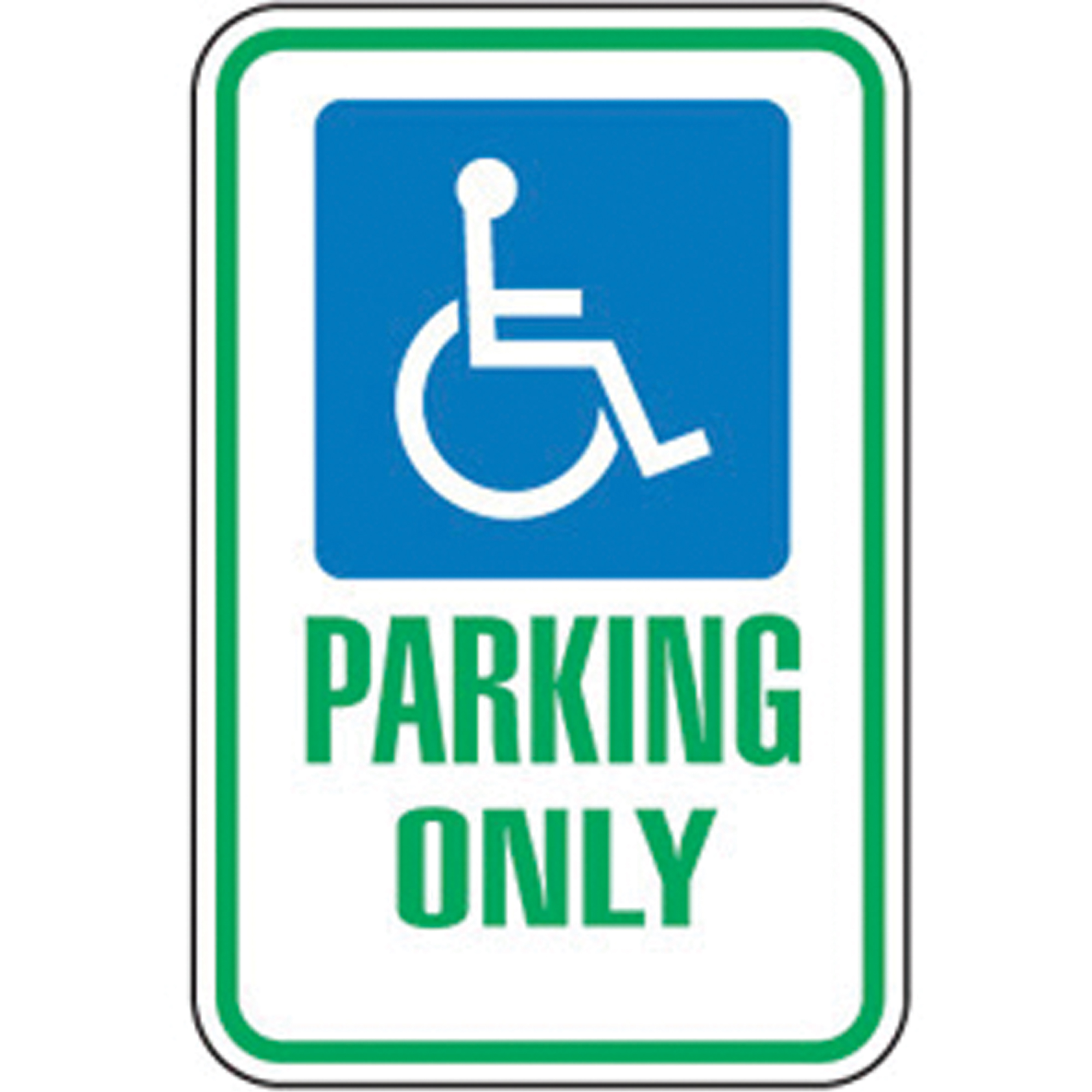 Panneau de stationnement réservé aux personnes handicapées, 18" x 12", Aluminium, Anglais avec pictogramme