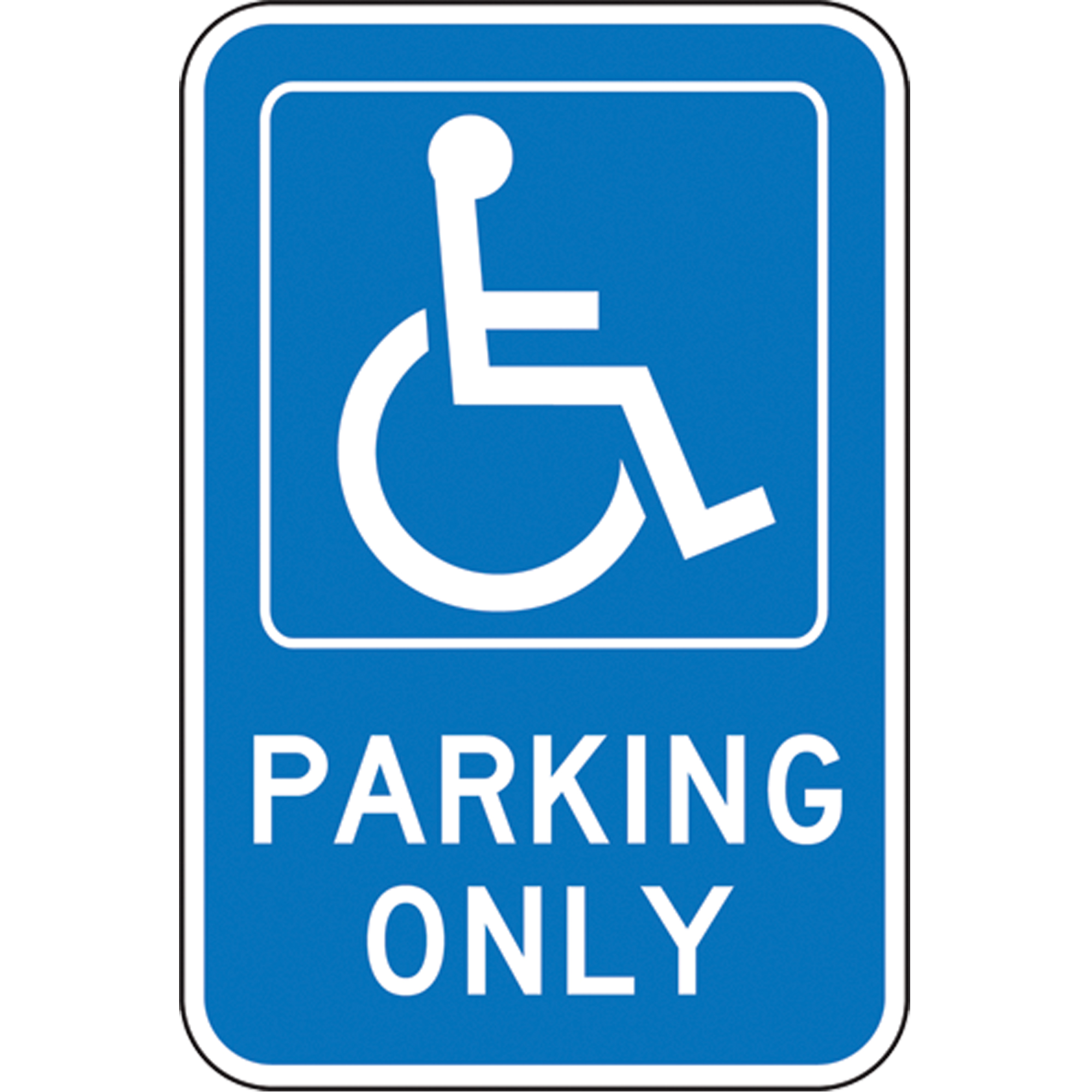 Panneau de stationnement réservé aux personnes handicapées, 18" x 12", Aluminium, Anglais avec pictogramme