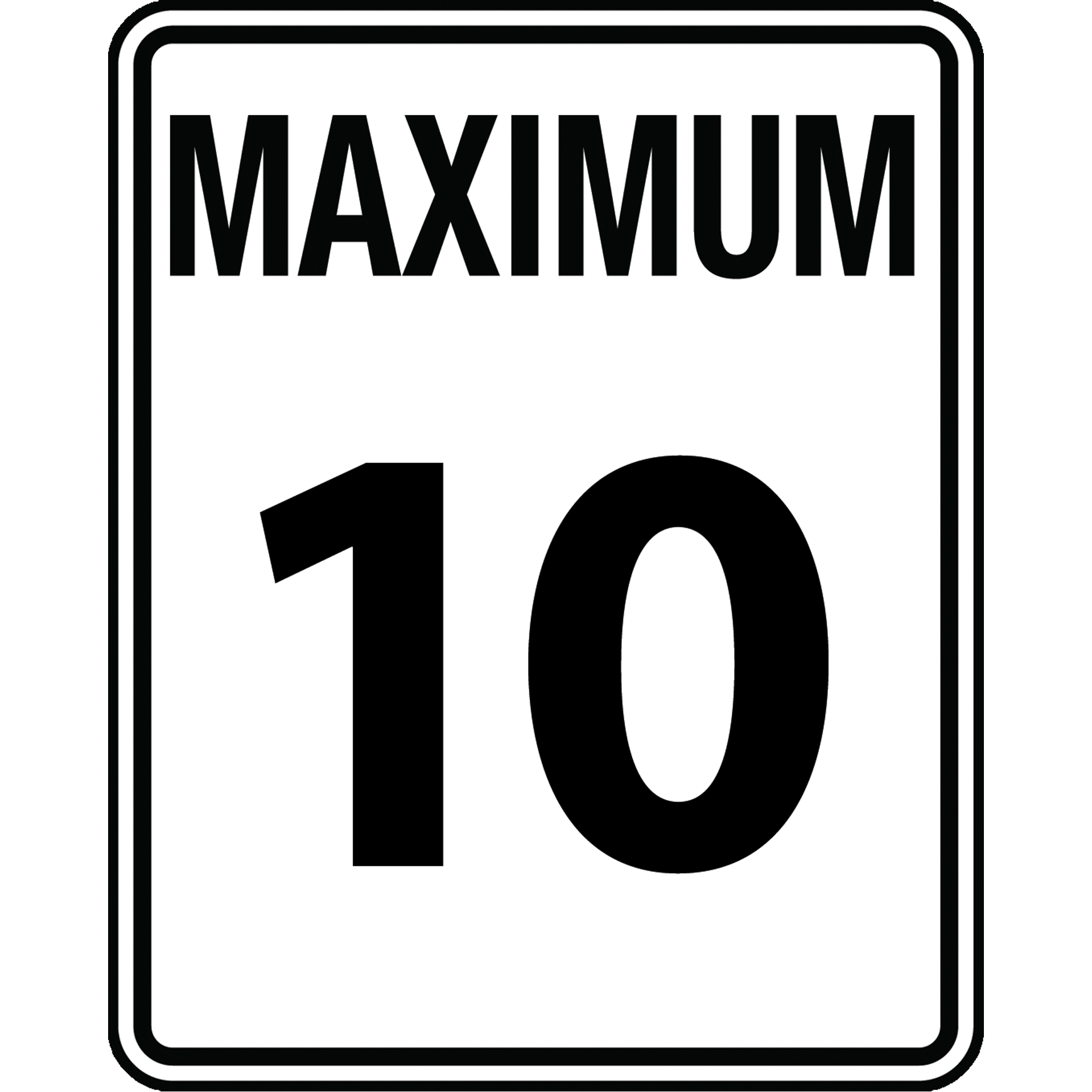 Panneau de vitesse maximale autorisée « Maximum 10 », 24" x 30", Aluminium, Bilingue