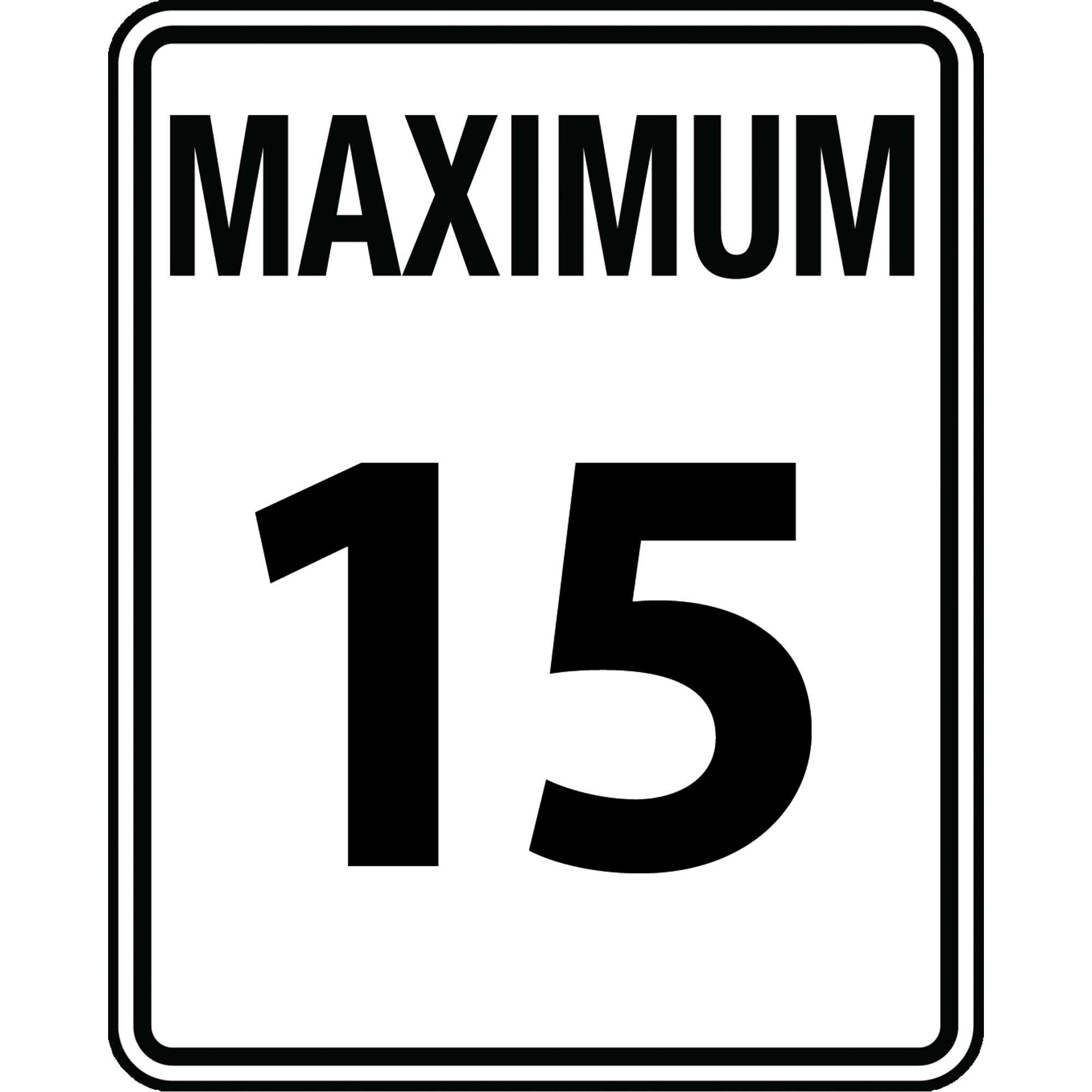 Panneau de vitesse maximale autorisée « Maximum 15 », 24" x 30", Aluminium, Bilingue